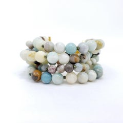 Kenneth Jay Lane Amazonite Bead Bracelet with Golden Accents, Multi Strand, KJL