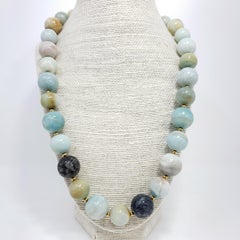 Kenneth Jay Lane Amazonite Bead Necklace with Golden Accents