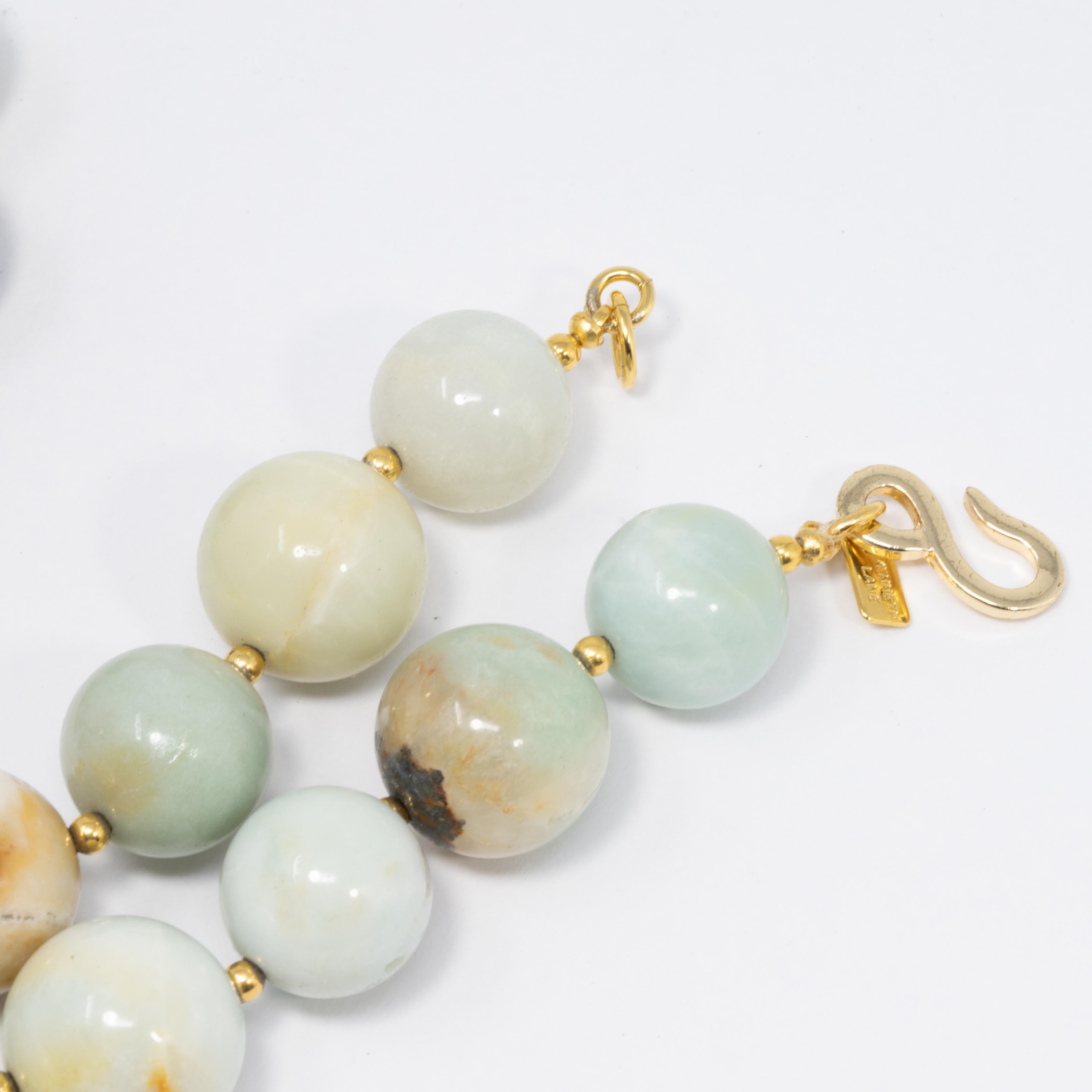 Kenneth Jay Lane Collier de perles d' amazonite avec accents dorés en vente 2