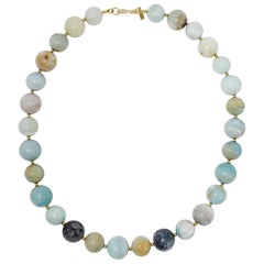 Kenneth Jay Lane Collier de perles d' amazonite avec accents dorés