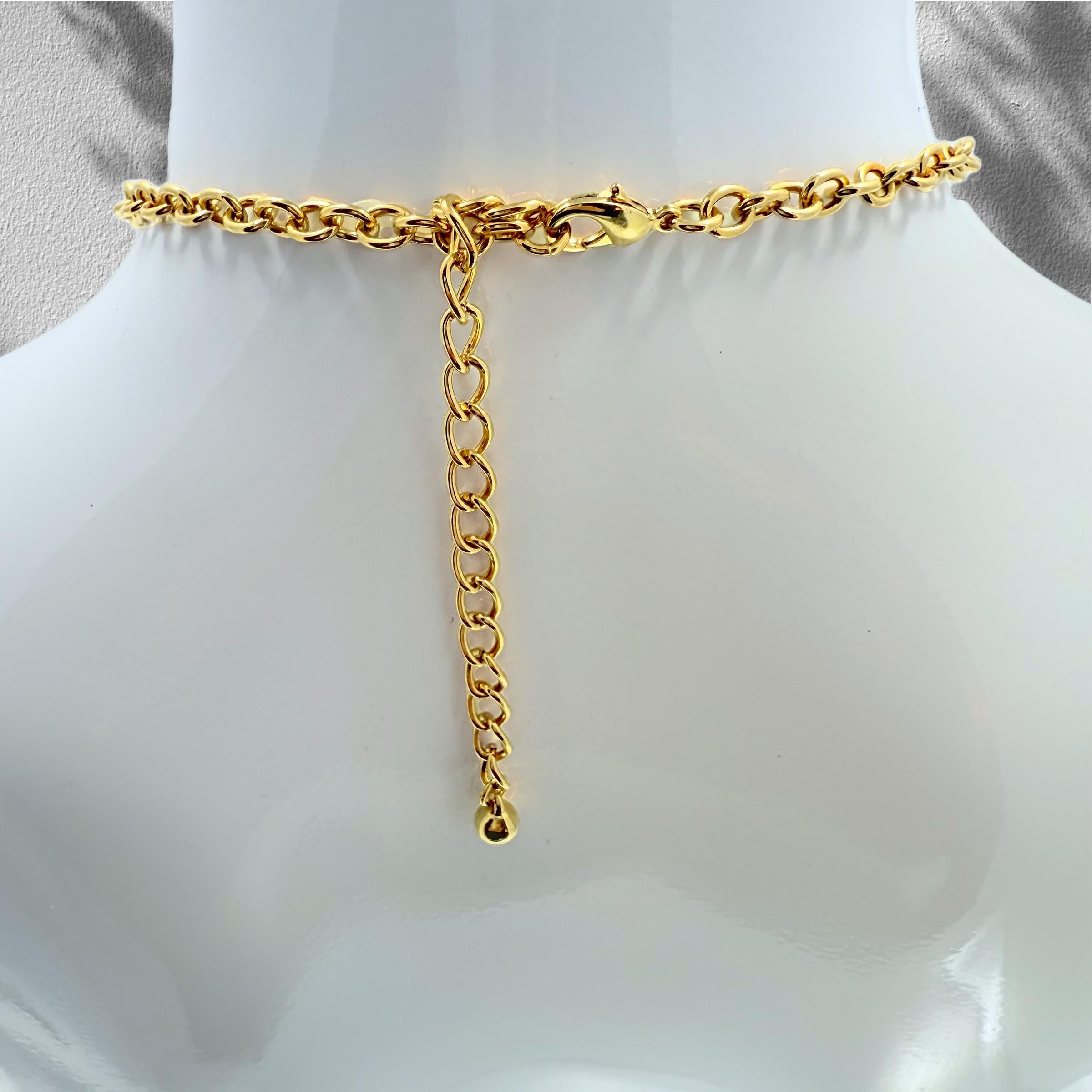 Kenneth Jay Lane Antique Gold Plate Swarovski Crystal Merman Mythology Necklace For Sale 3