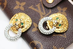 Kenneth Jay Lane Crystal Encrusted Lions Head Earrings