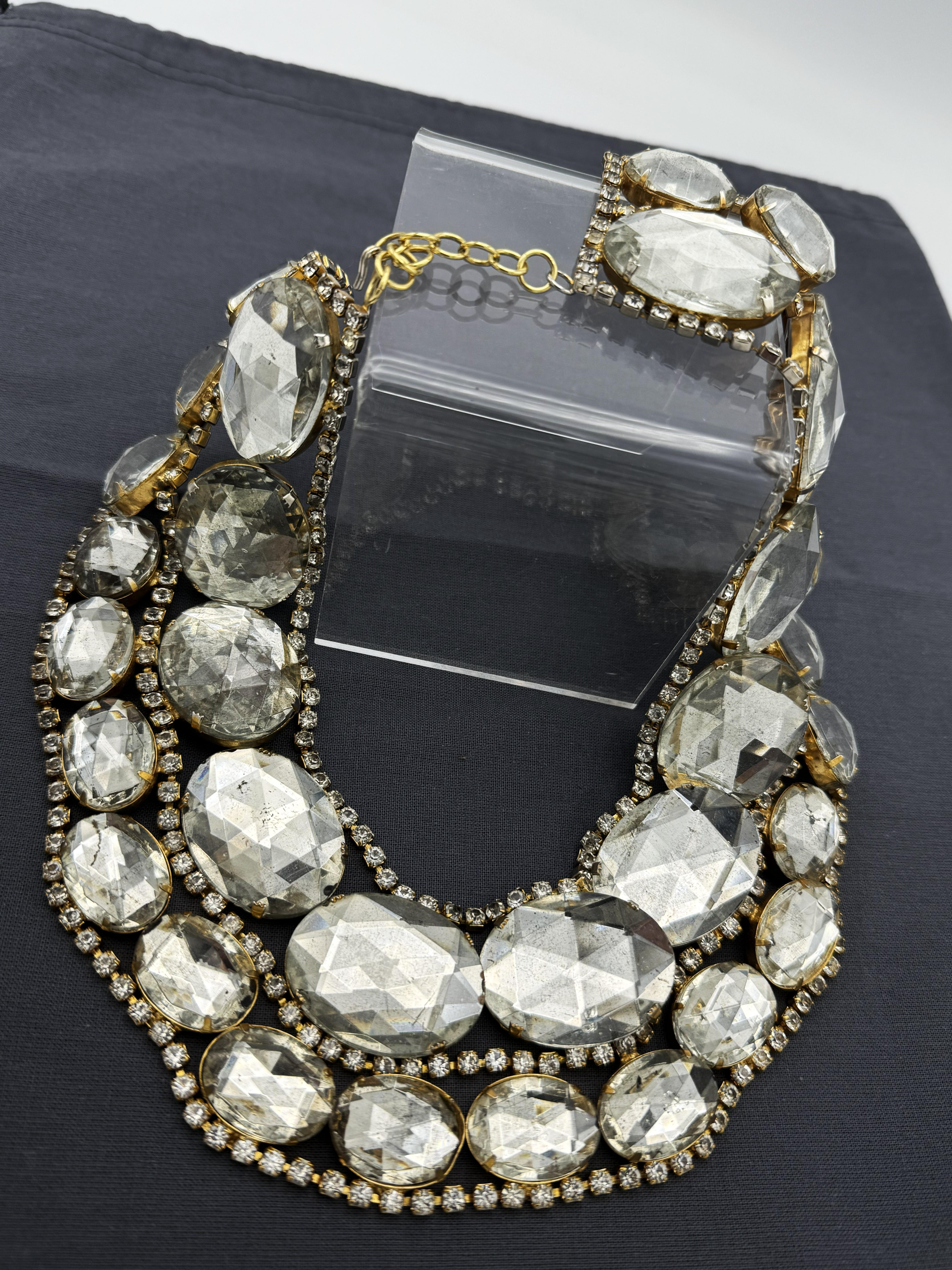 Kenneth Jay Lane, colliere a due file, inizio anni '60, USA, strass, resina. in vendita 9