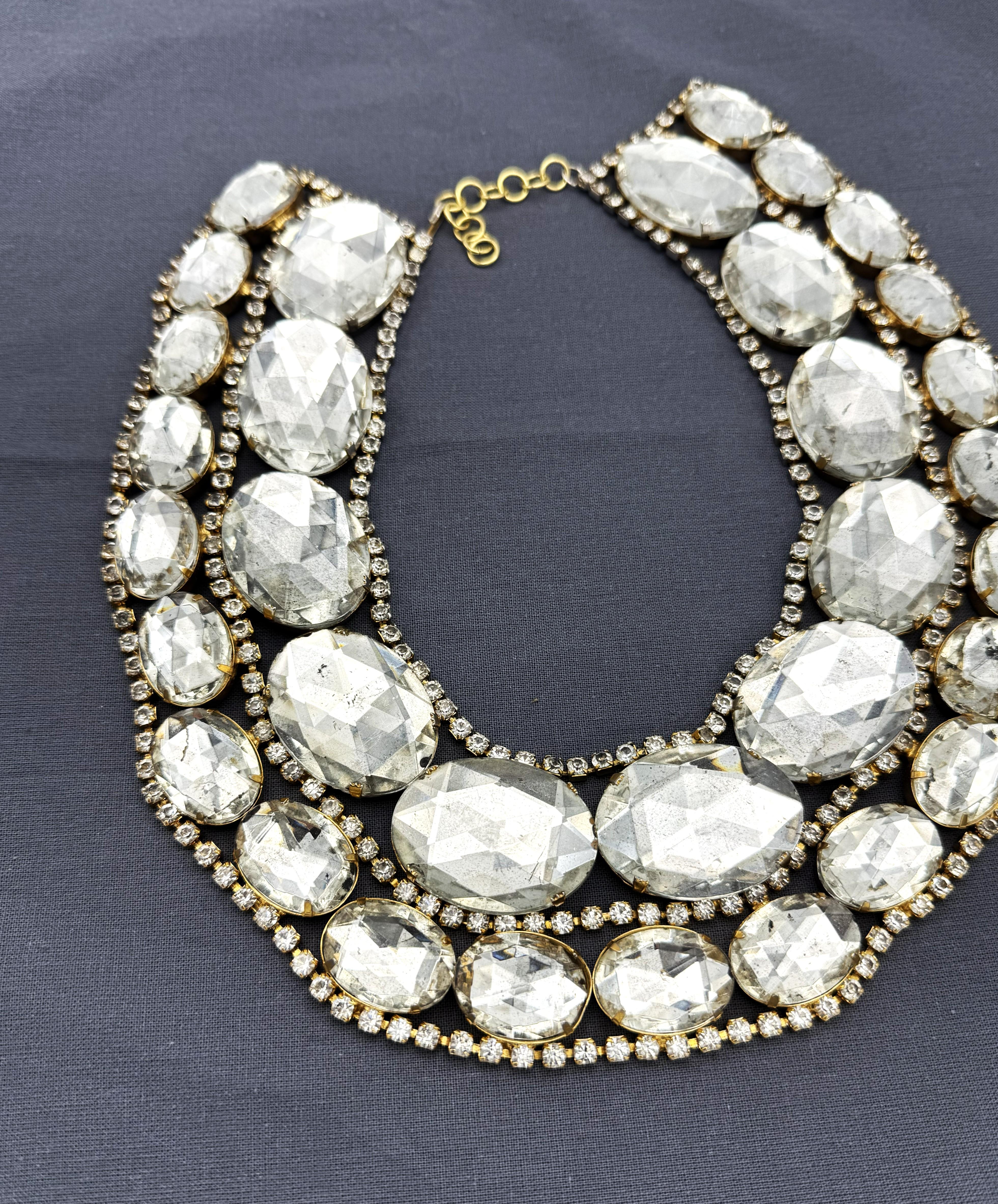 Kenneth Jay Lane, colliere a due file, inizio anni '60, USA, strass, resina. in vendita 10