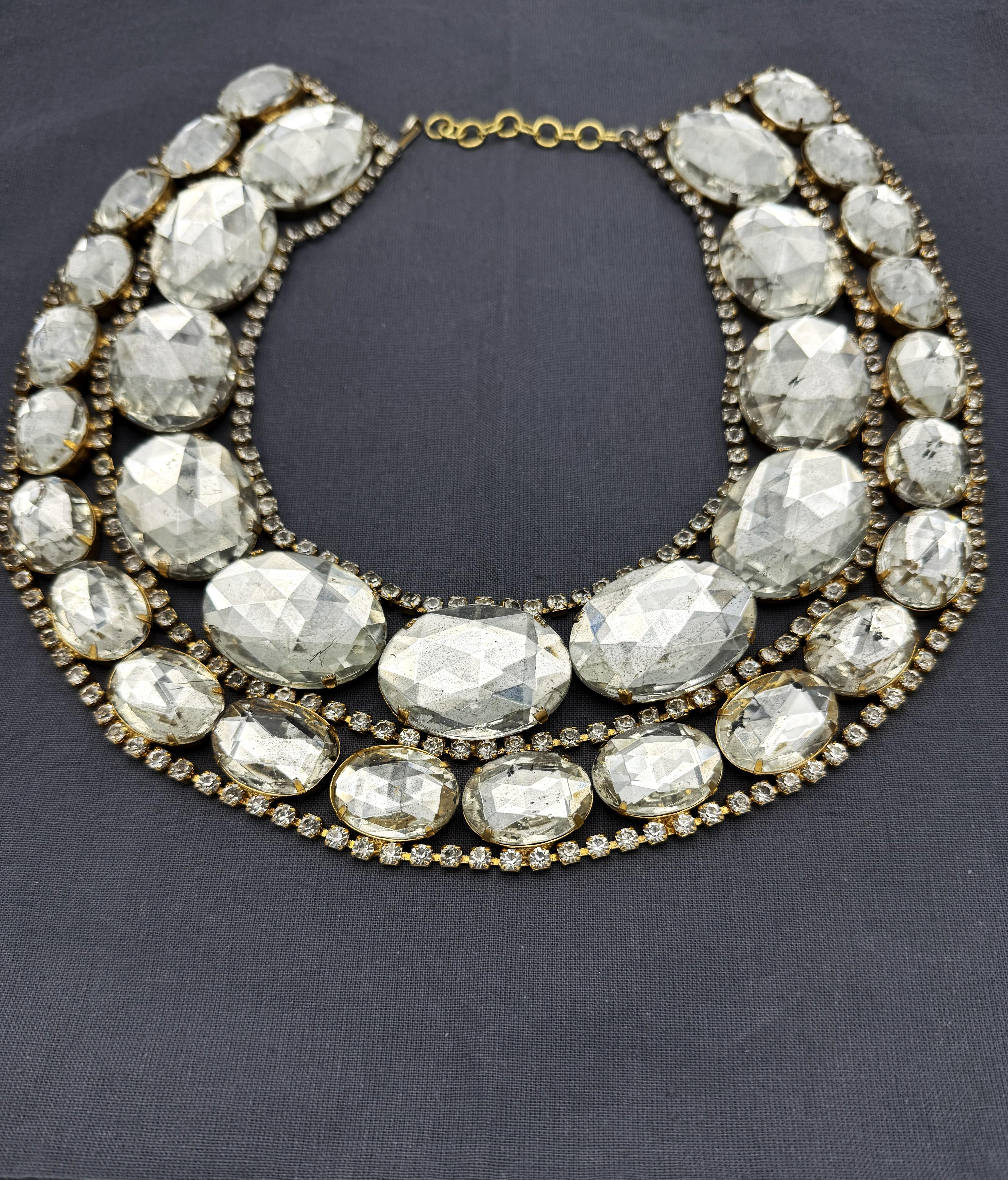 Kenneth Jay Lane, colliere a due file, inizio anni '60, USA, strass, resina. in vendita 11