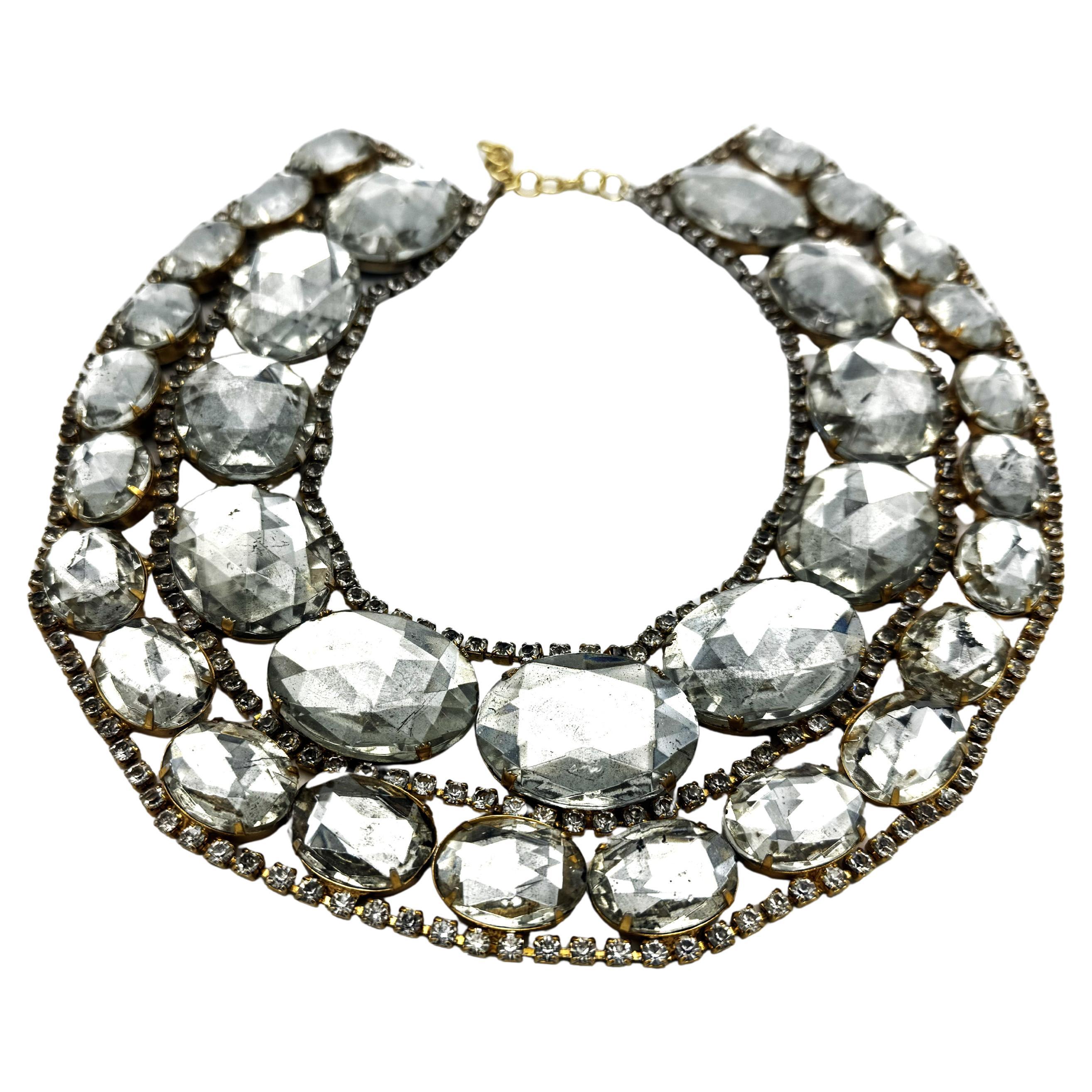 Kenneth Jay Lane, colliere a due file, inizio anni '60, USA, strass, resina. in vendita 1