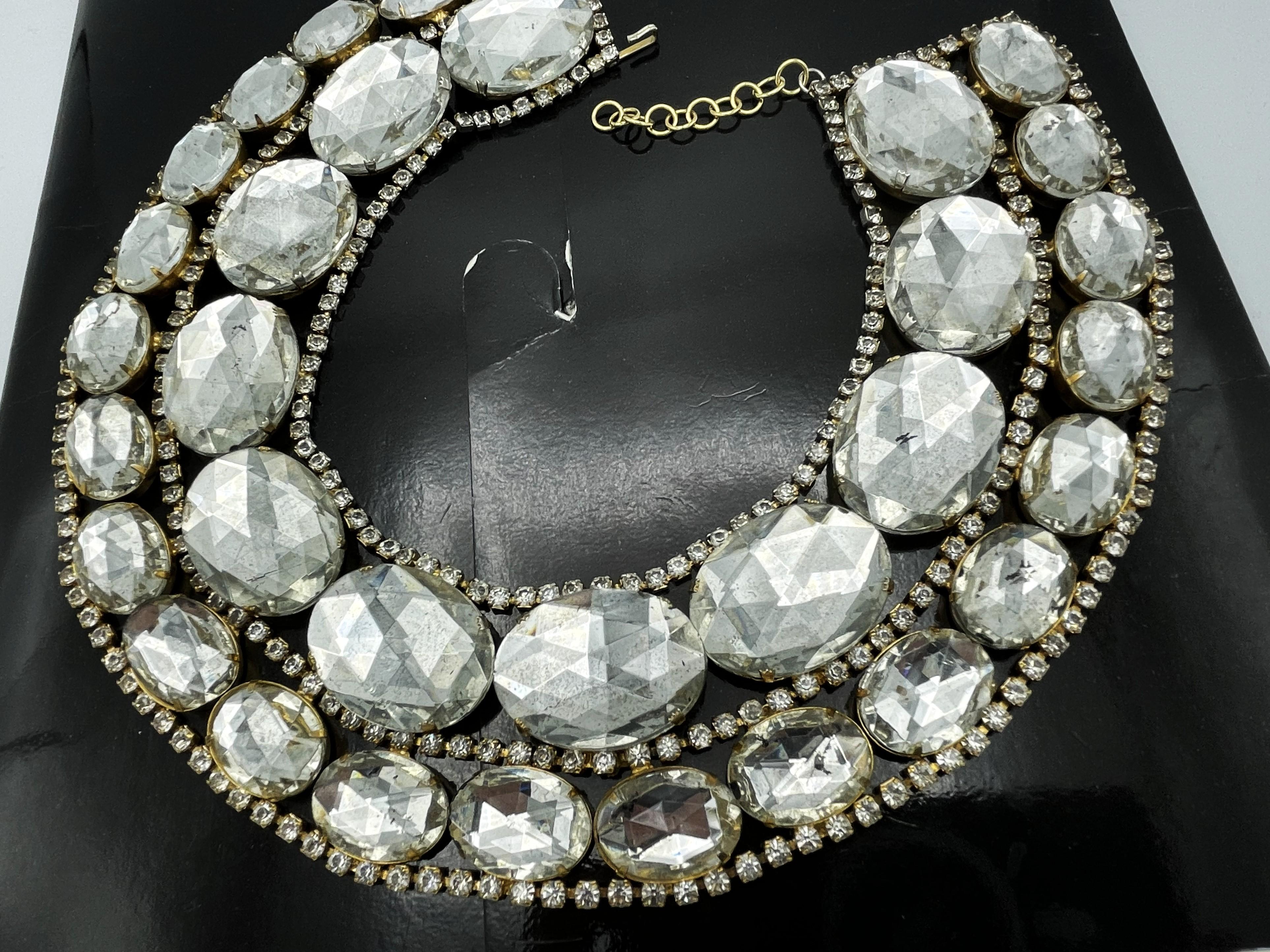 Kenneth Jay Lane, colliere a due file, inizio anni '60, USA, strass, resina. in vendita 5