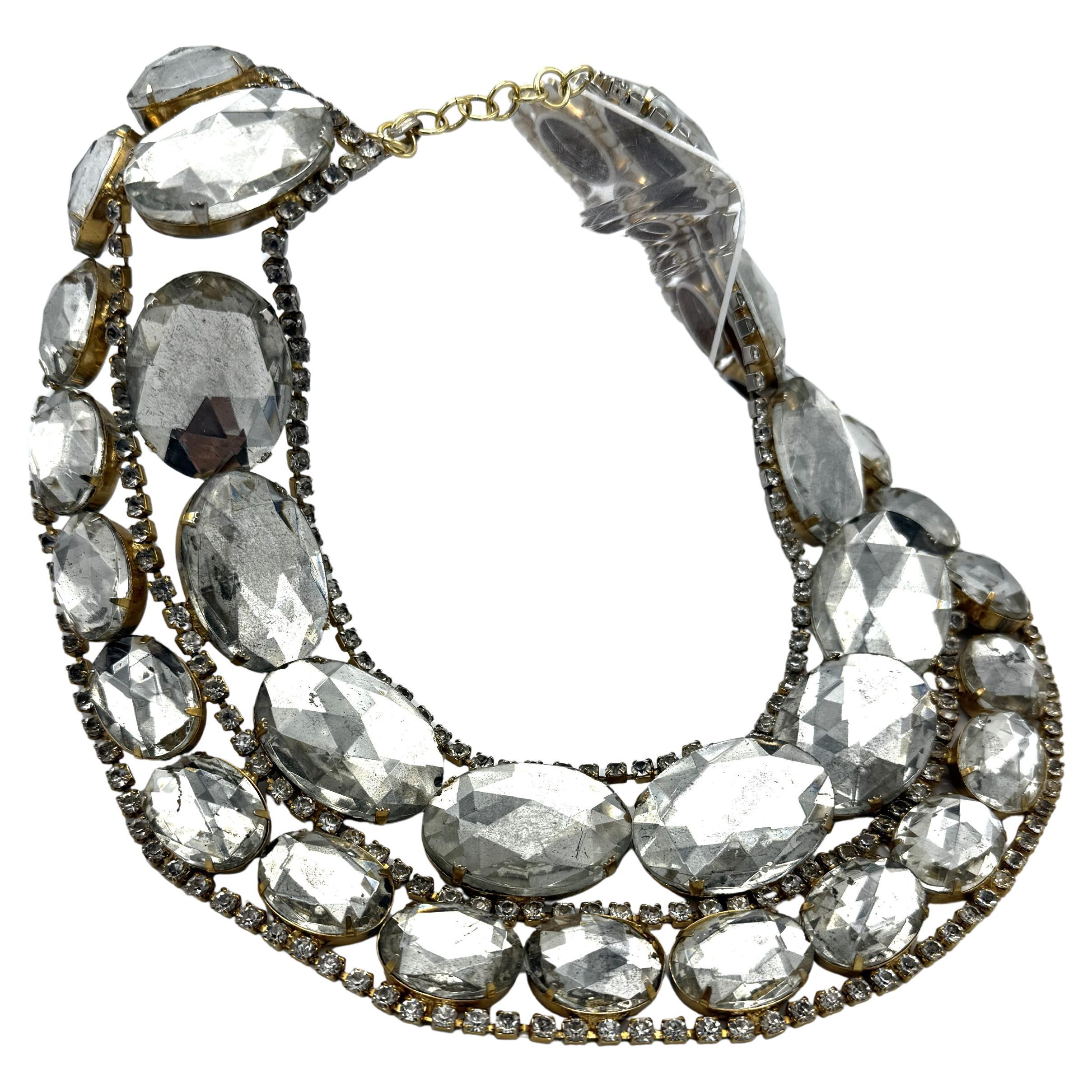 Kenneth Jay Lane, colliere a due file, inizio anni '60, USA, strass, resina. in vendita