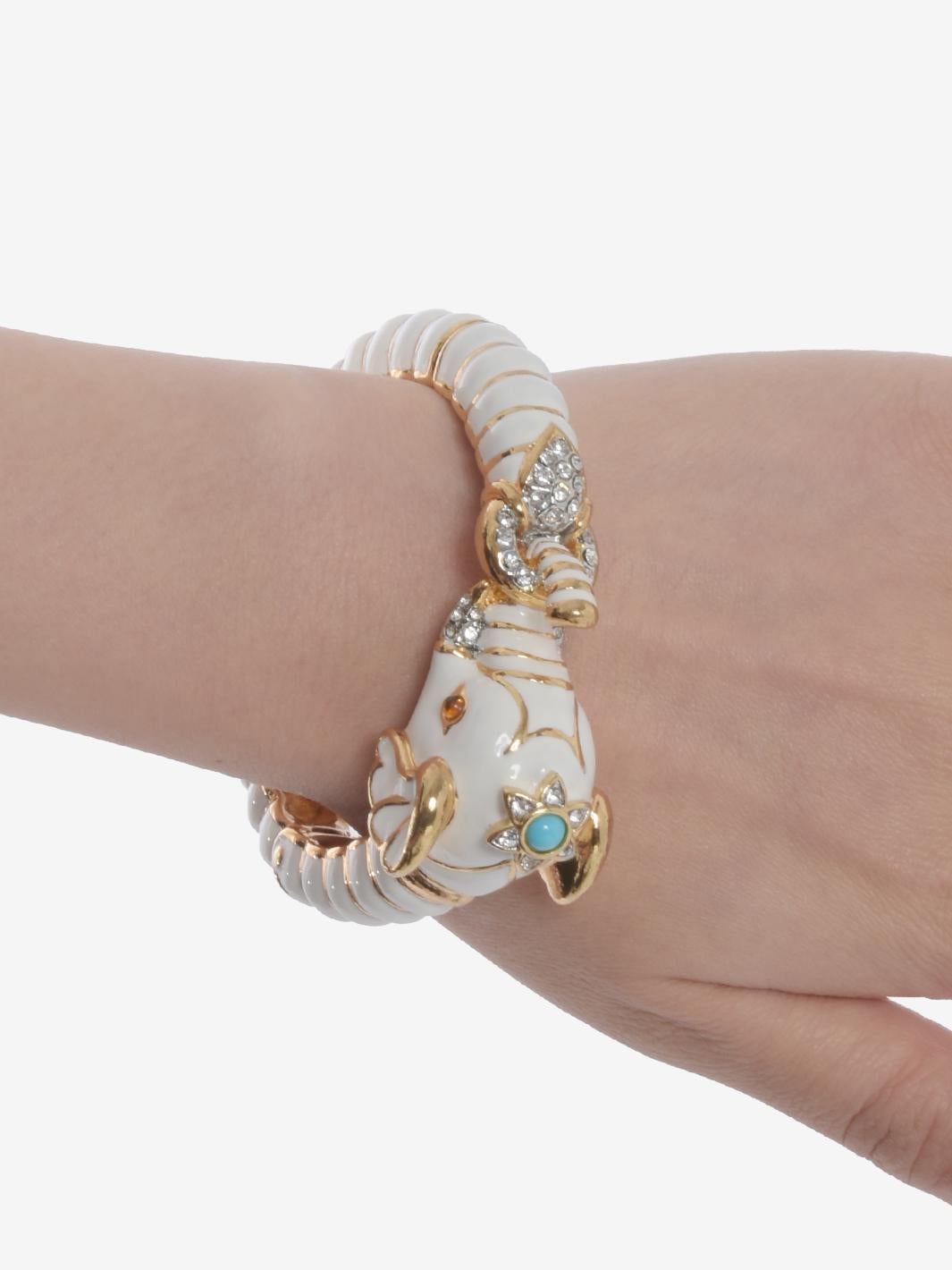 Kenneth Jay Lane Elephant Bracelet With Polychrome Rhinestones In Excellent Condition In Milano, IT
