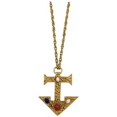 Kenneth Jay Lane Embellished Anchor Pendant Necklace