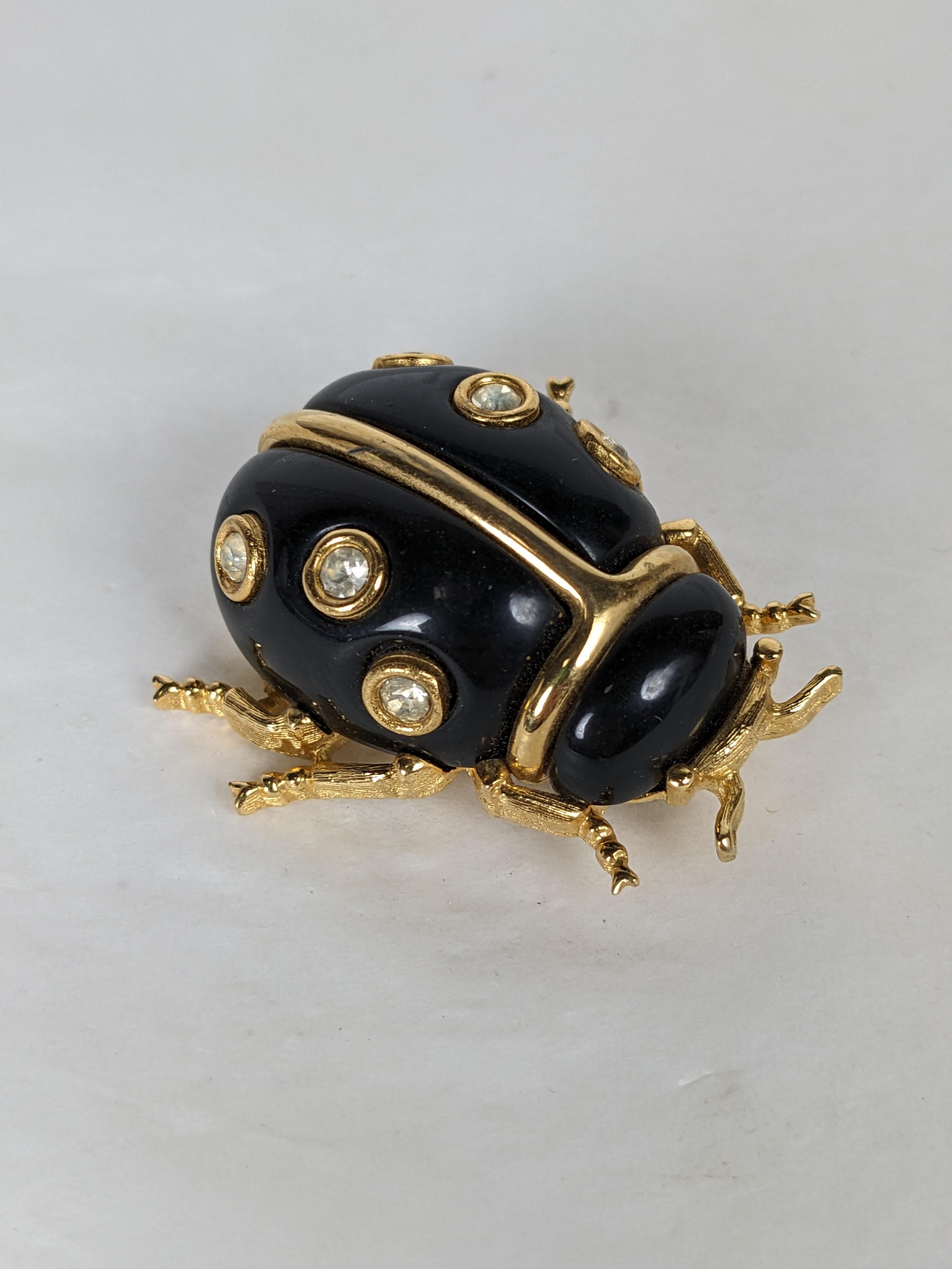 Kenneth Jay Lane Enamel Lady Bug Brooch In Excellent Condition In New York, NY