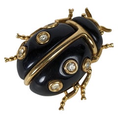 Vintage Kenneth Jay Lane Enamel Lady Bug Brooch