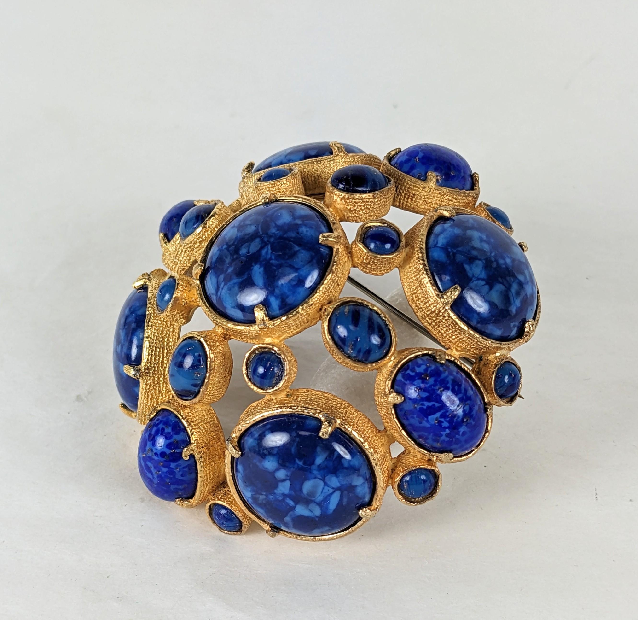 Kenneth Jay lane Faux Lapis Domed Crest In Excellent Condition For Sale In New York, NY