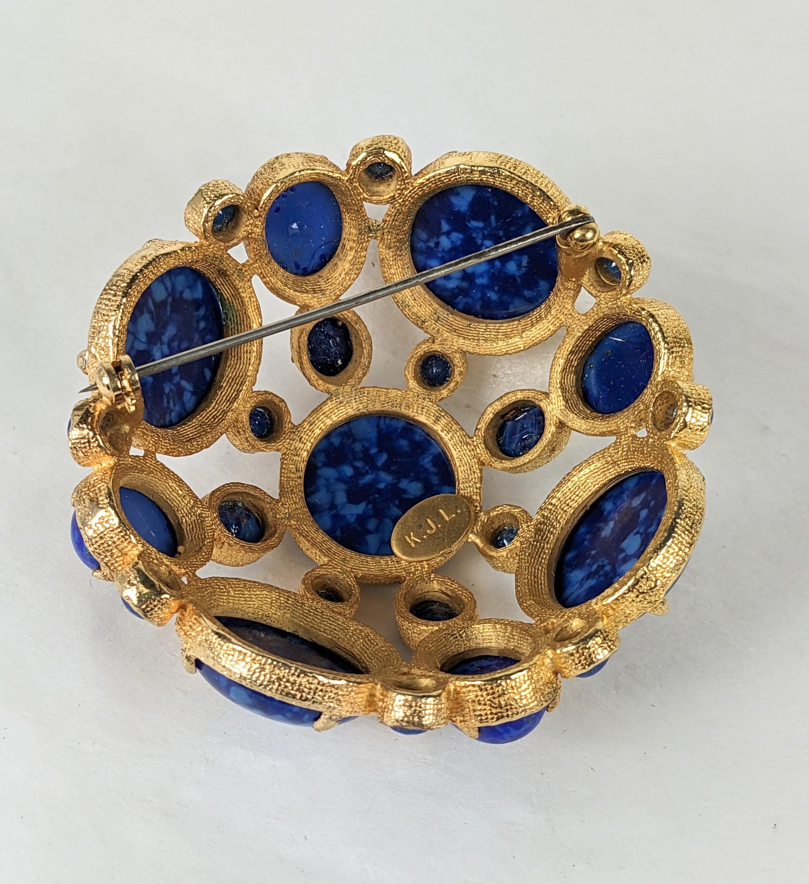 Kenneth Jay lane Faux Lapis Domed Crest For Sale 1