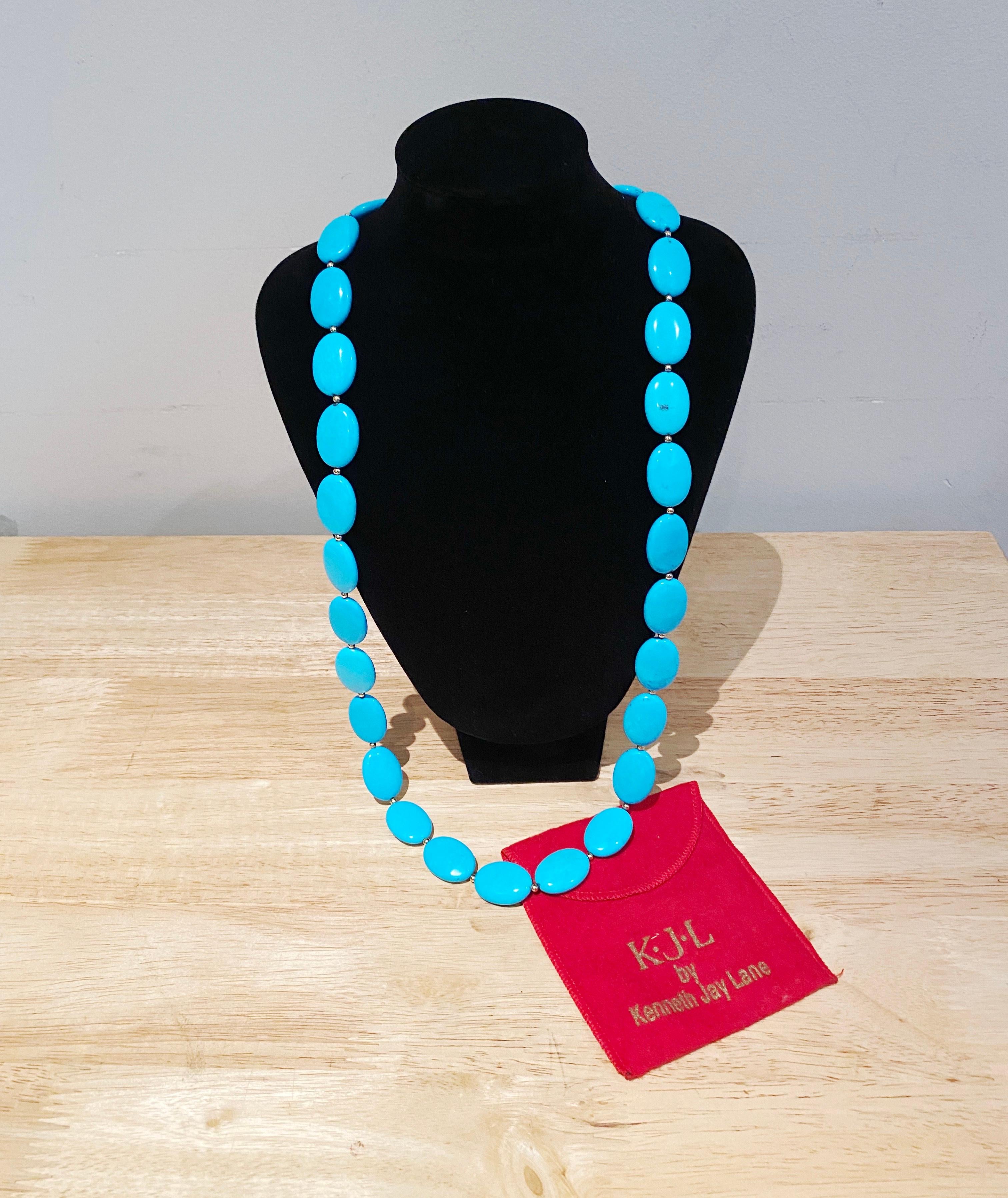 Women's Kenneth Jay Lane Faux Turquoise Bead Necklace For Sale