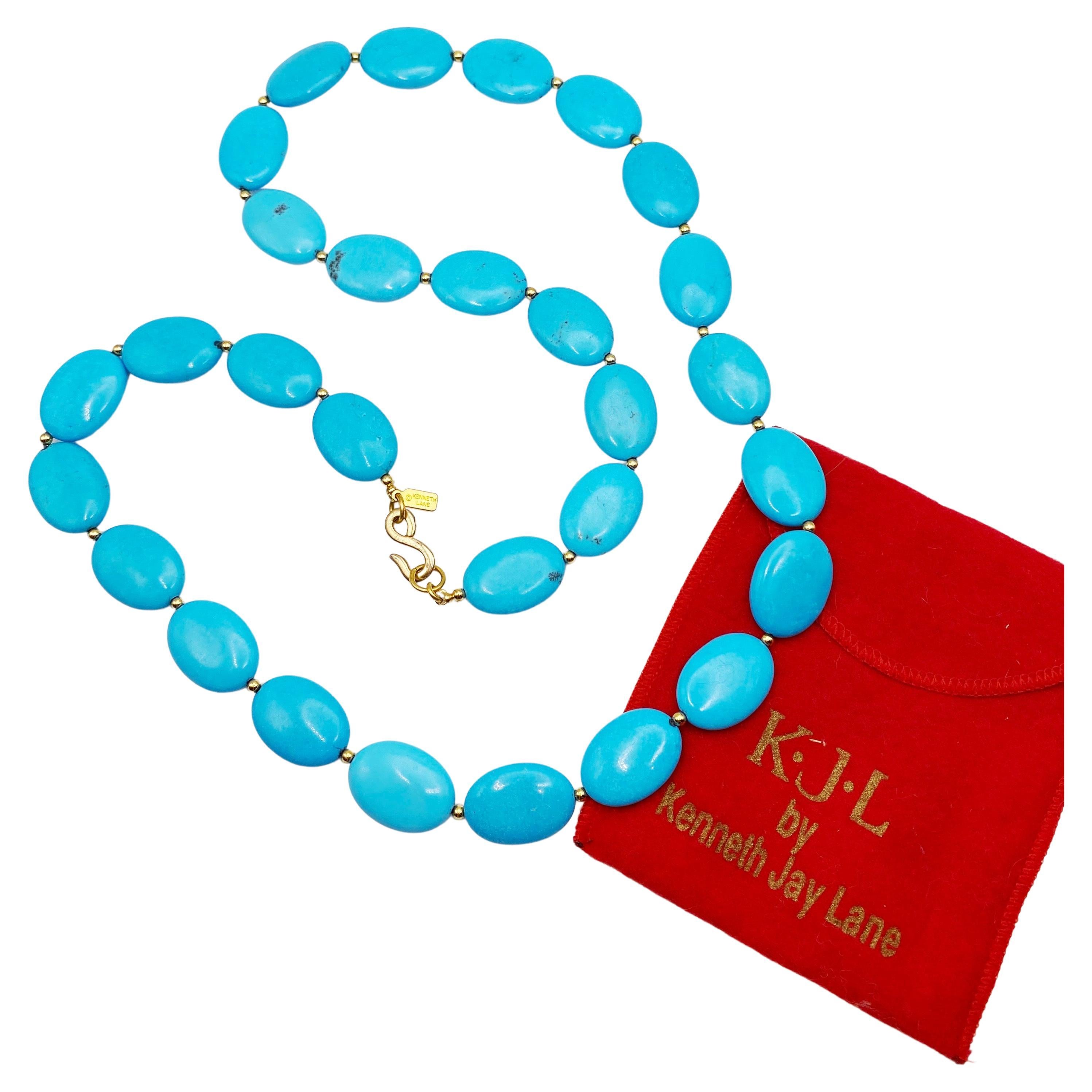 Kenneth Jay Lane Faux Turquoise Bead Necklace