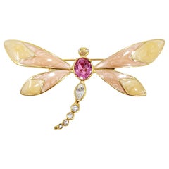 Used Kenneth Jay Lane for Avon Butterfly Pin Brooch, Swarovski Crystals, 1980s