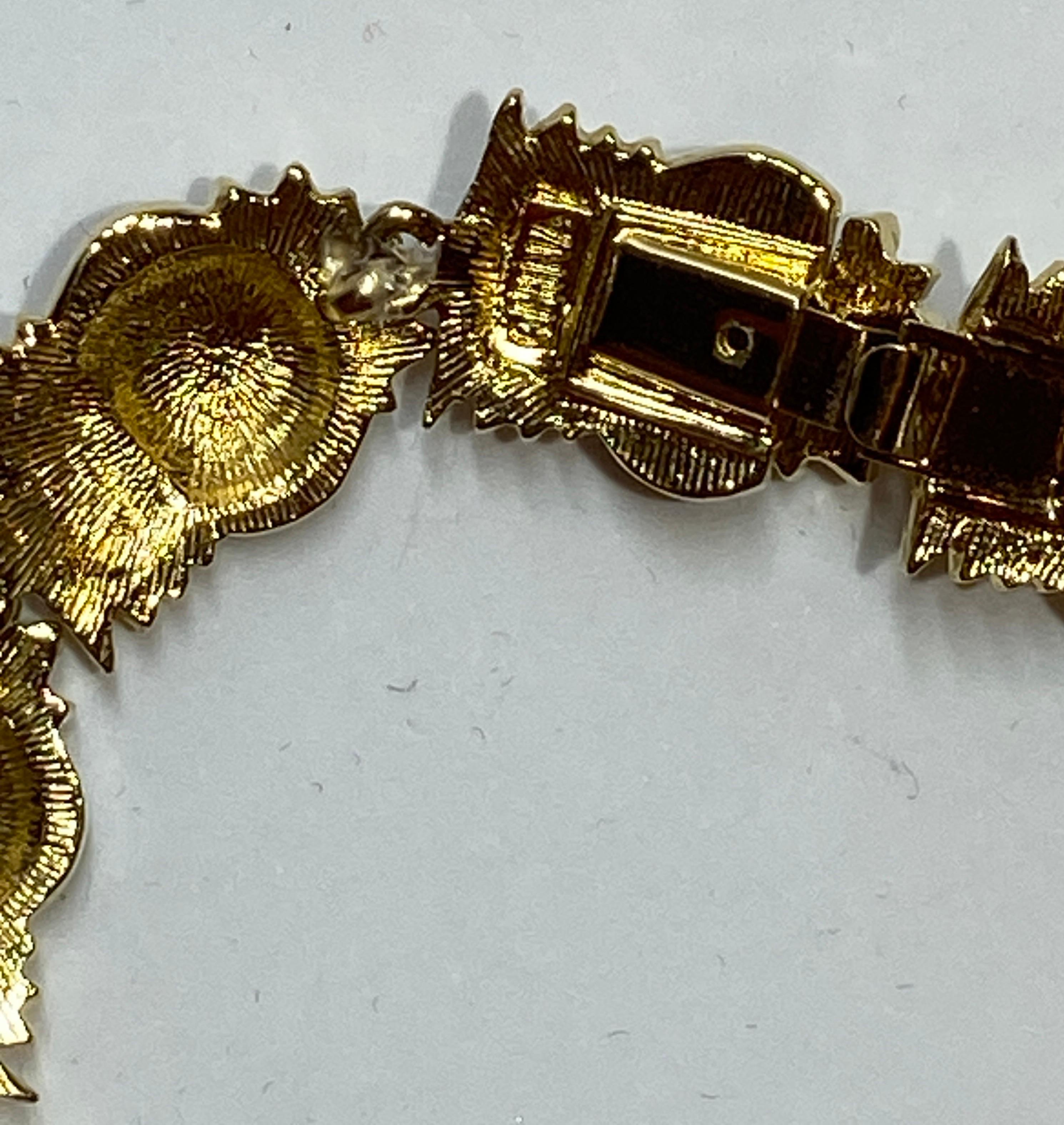 Kenneth Jay Lane Bracelet à maillons « Hiboux » en or doré et émail en vente 7