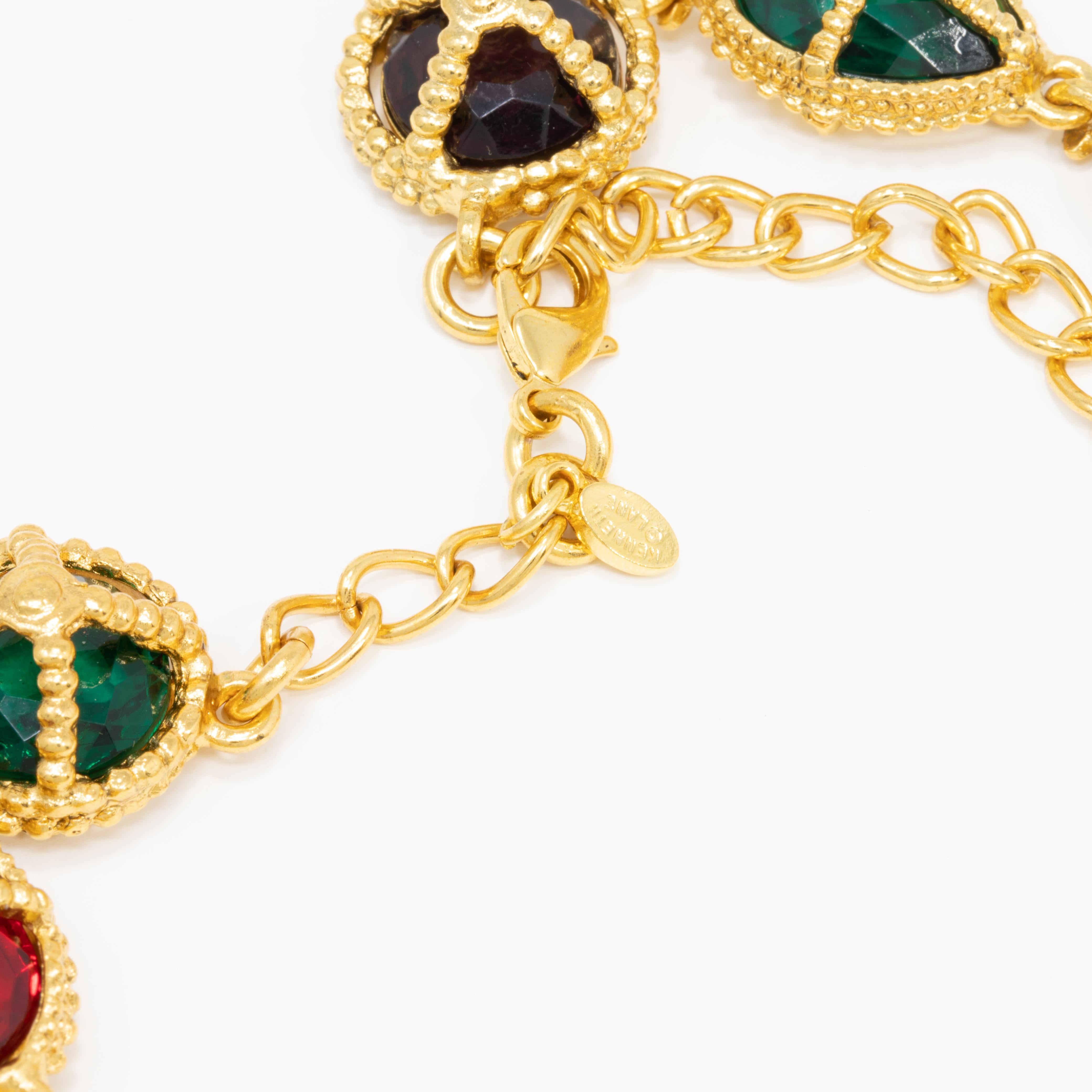 Women's Kenneth Jay Lane Gold Big Jewel Link Collar Necklace, Contemporary, KJL