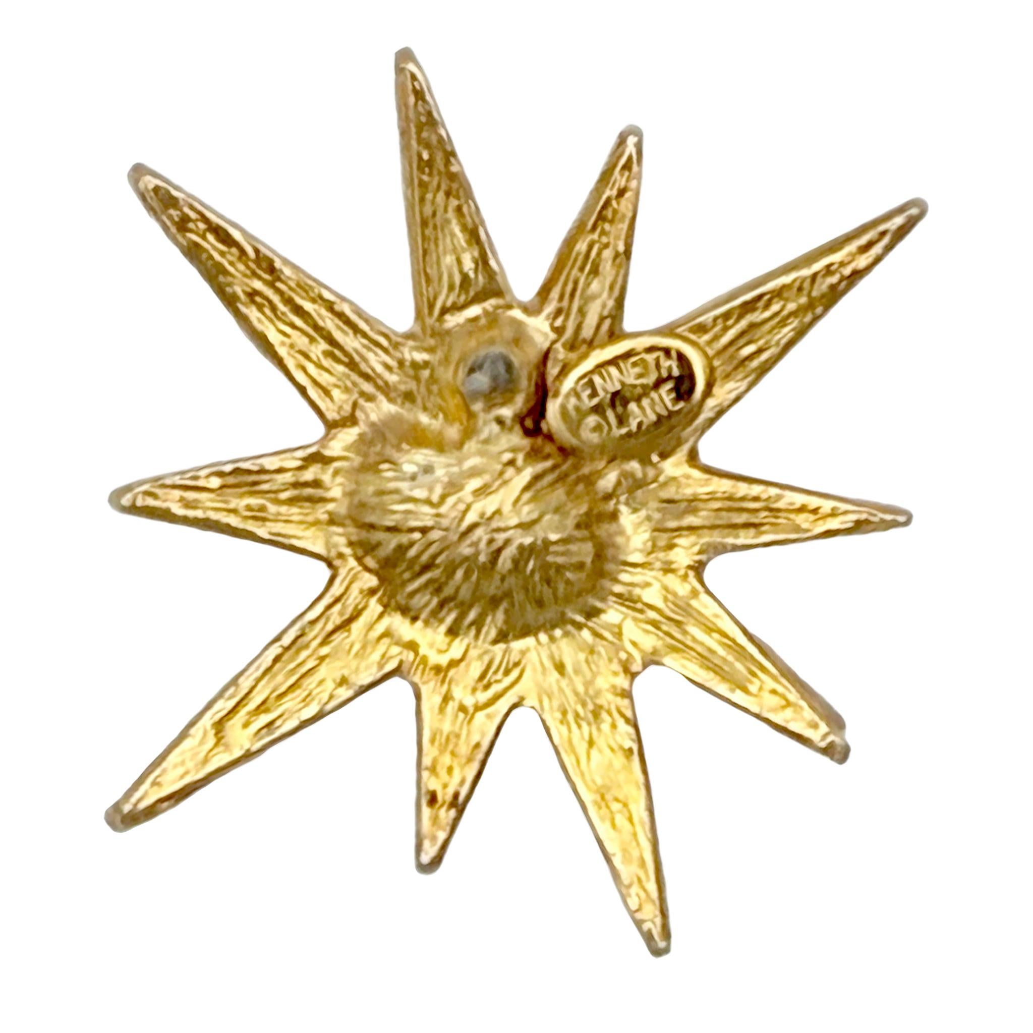 Kenneth Jay Lane Pendientes de cristal dorado Starburst Post Declaración de cristal austriaco en venta 5