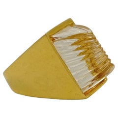 Kenneth Jay Lane Gold Plated and Clear Glass Cocktail Ring 