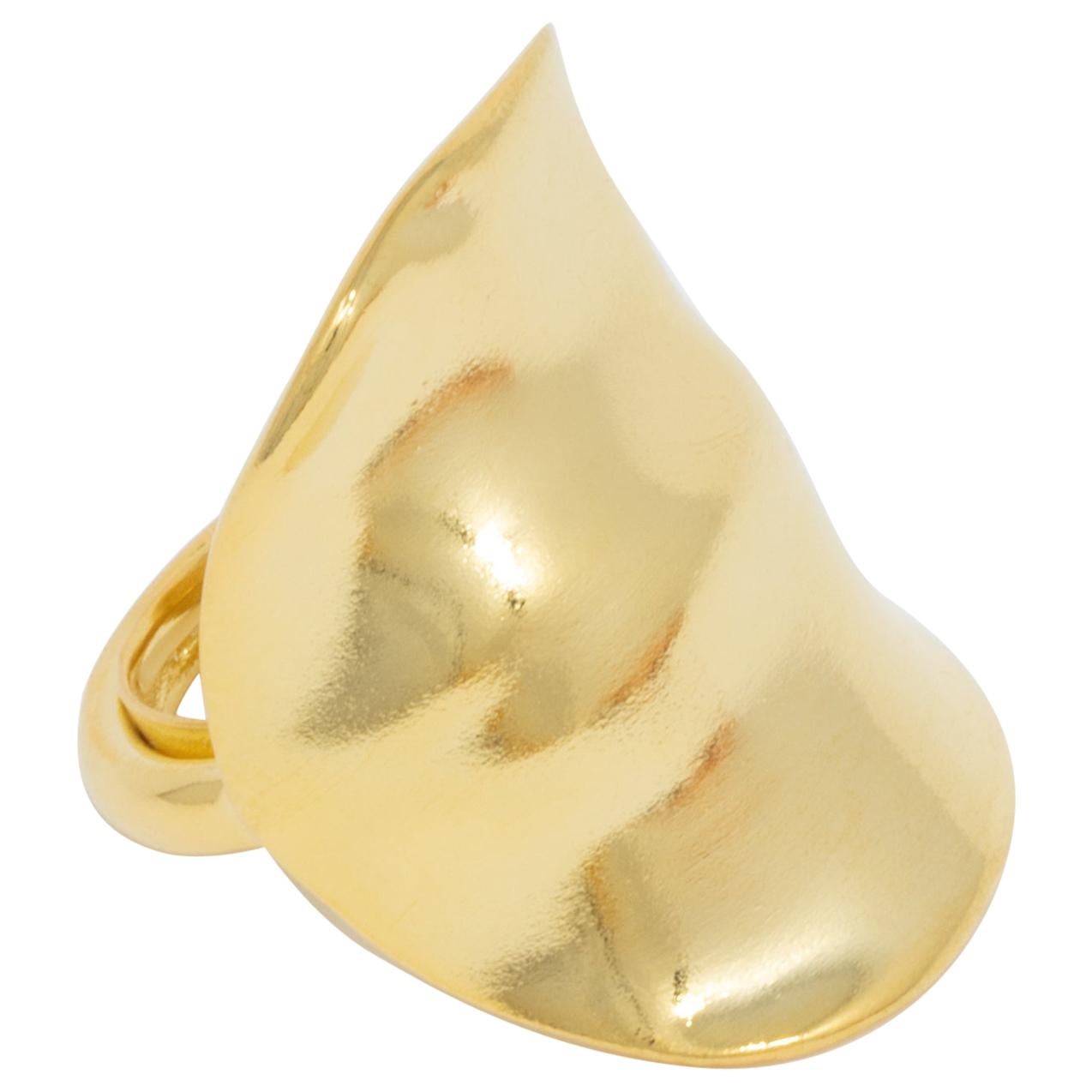 Kenneth Jay Lane Gold Polished Cocktail Statement Ring, KJL, Contemporary For Sale