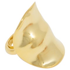 Kenneth Jay Lane Gold Polished Cocktail Statement Ring, KJL, Contemporary