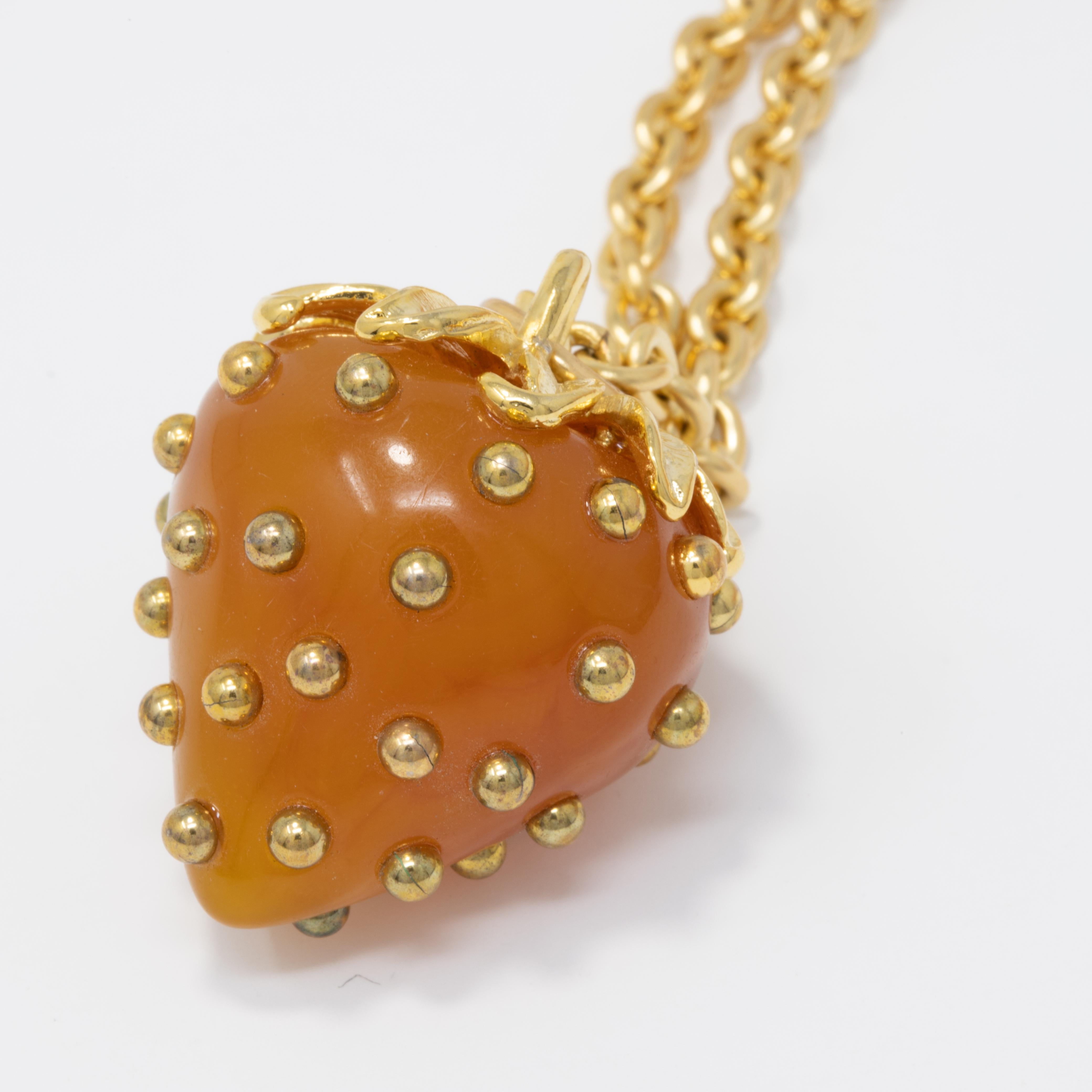 gold strawberry necklace