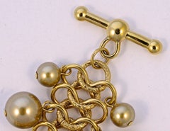 Kenneth Jay Lane Gold Tone Link Chain Bracelet with Golden Ball Beads 1990s