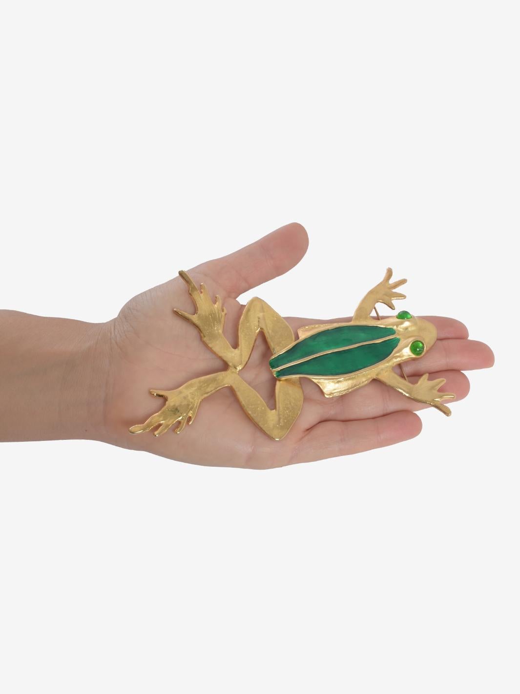 Kenneth Jay Lane Golden Frog Brooch In Excellent Condition For Sale In Milano, IT