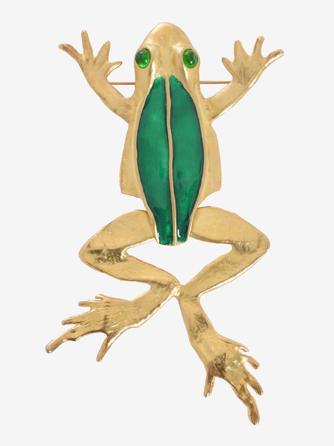 Women's or Men's Kenneth Jay Lane Golden Frog Brooch For Sale