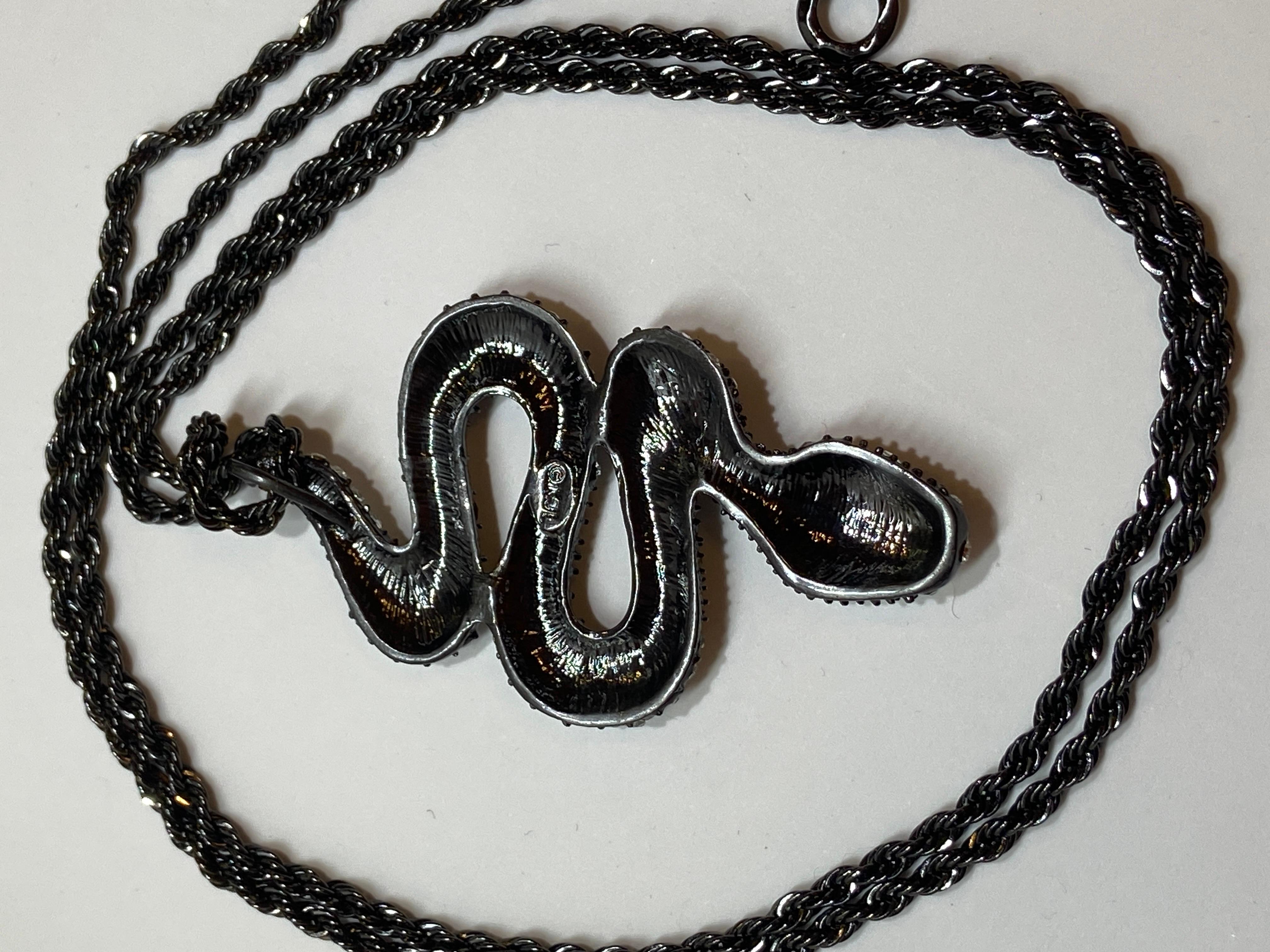 Kenneth Jay Lane Gothic Studded 'Snake' Pendant with Gothic Rope-Chain Necklace For Sale 2