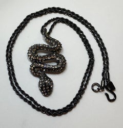 Kenneth Jay Lane Gothic Studded 'Snake' Pendant with Gothic Rope-Chain Necklace