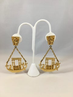Kenneth Jay Lane Huge Egyptian Earrings 1970s