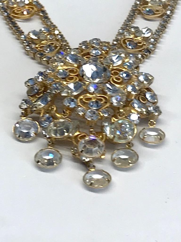 Kenneth Jay Lane, K.J.L., 1970s Rhinestone Pin and Pendant Necklace 3