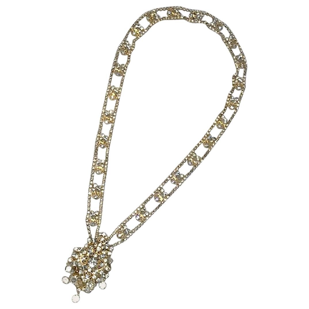 Kenneth Jay Lane, K.J.L., 1970s Rhinestone Pin and Pendant Necklace