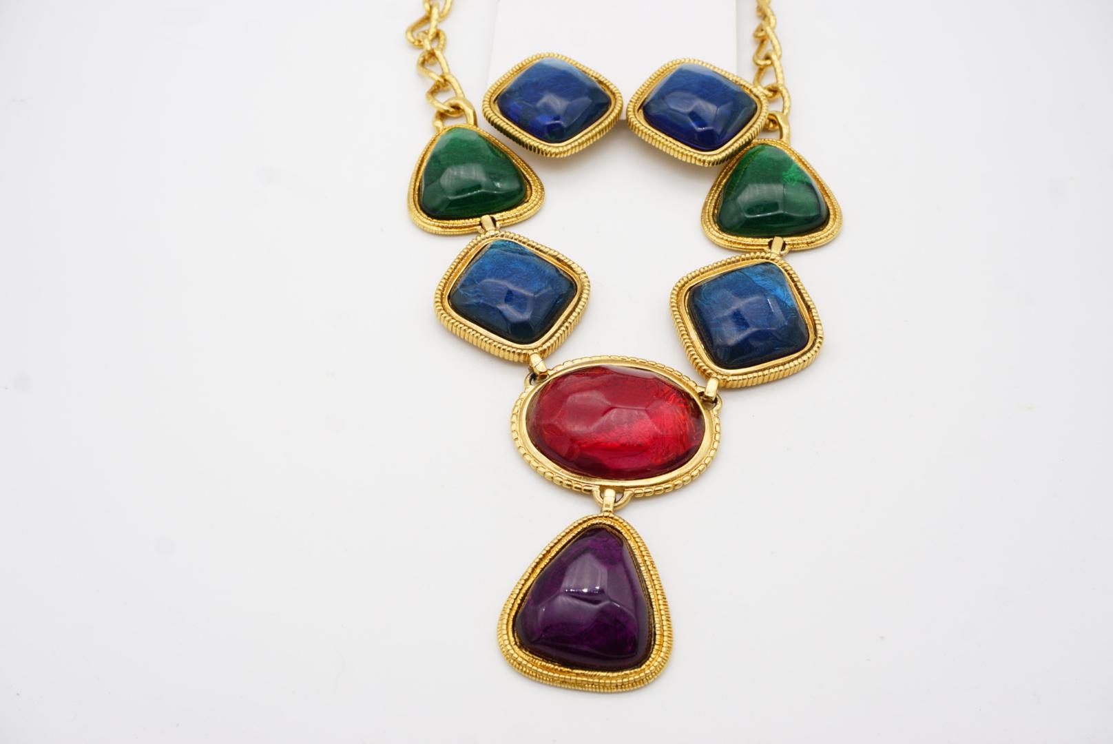 Kenneth Jay Lane KJL Avon Gripoix Cabochons Smeraldo Zaffiro Rubino Ametista Set in vendita 7