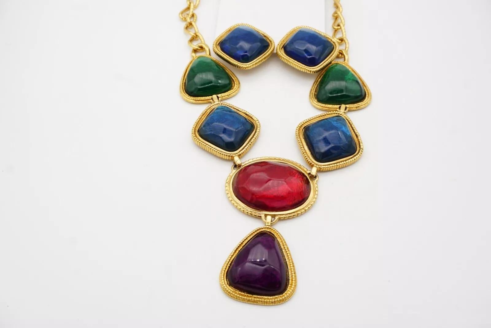 Kenneth Jay Lane KJL Avon Gripoix Cabochons Smeraldo Zaffiro Rubino Ametista Set in vendita 12