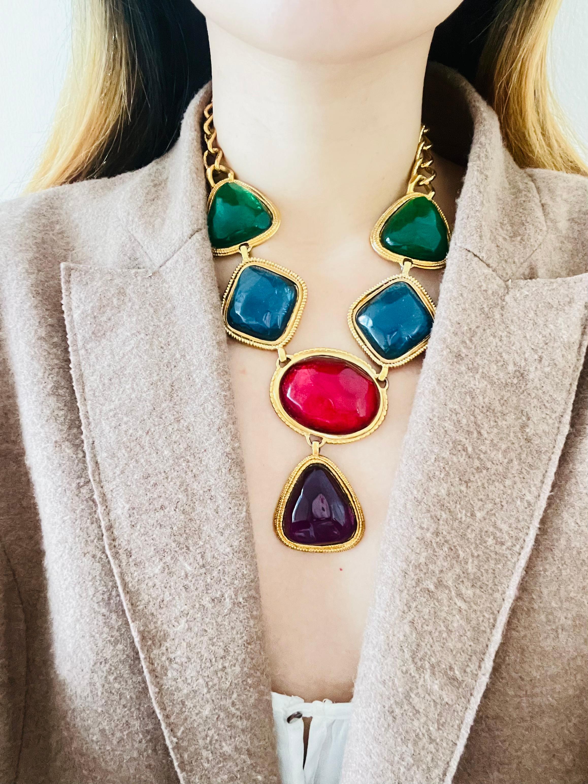 Kenneth Jay Lane KJL Avon Gripoix Cabochons Smeraldo Zaffiro Rubino Ametista Set in vendita 3