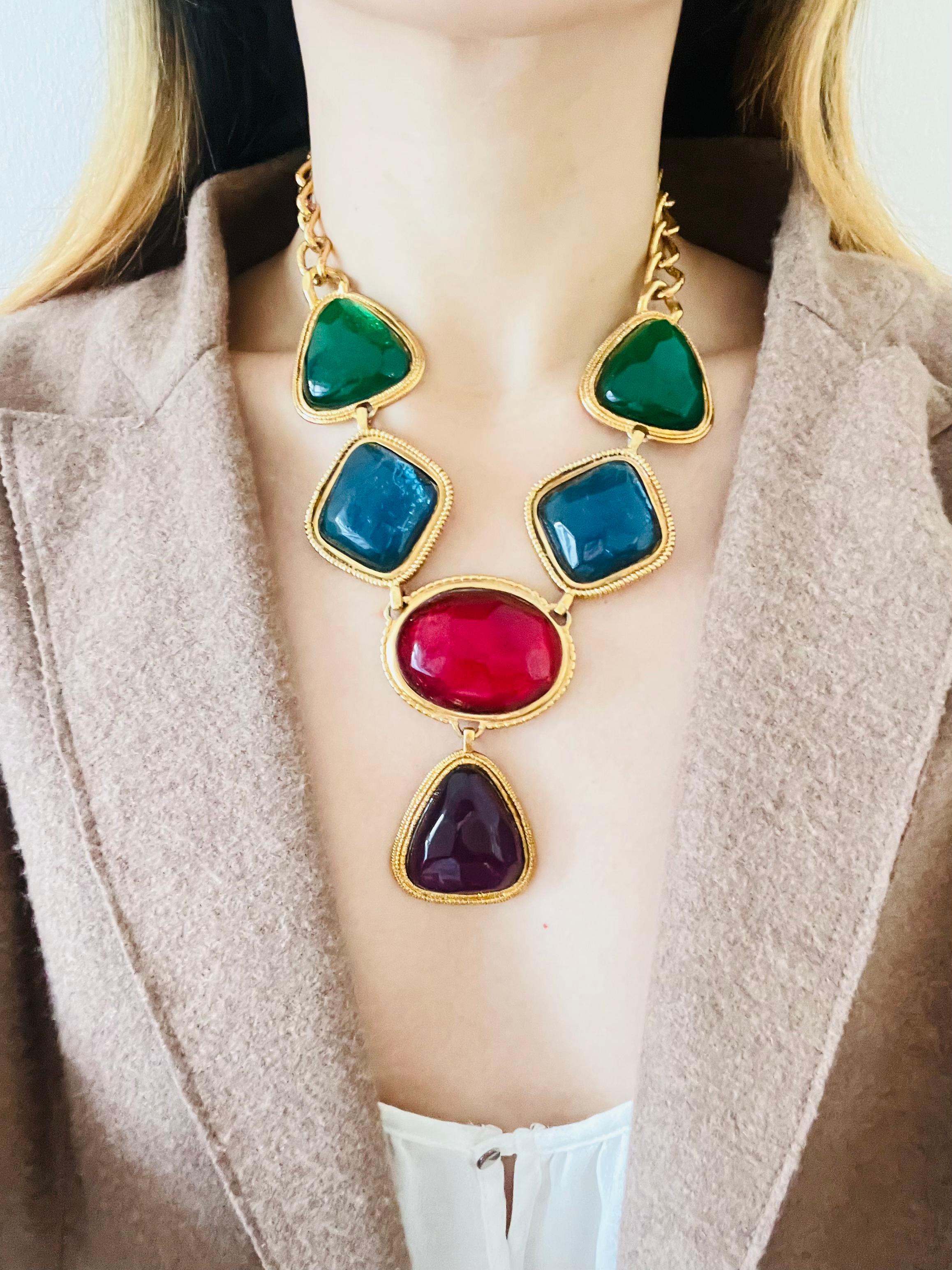 Kenneth Jay Lane KJL Avon Gripoix Cabochons Smeraldo Zaffiro Rubino Ametista Set in vendita 4