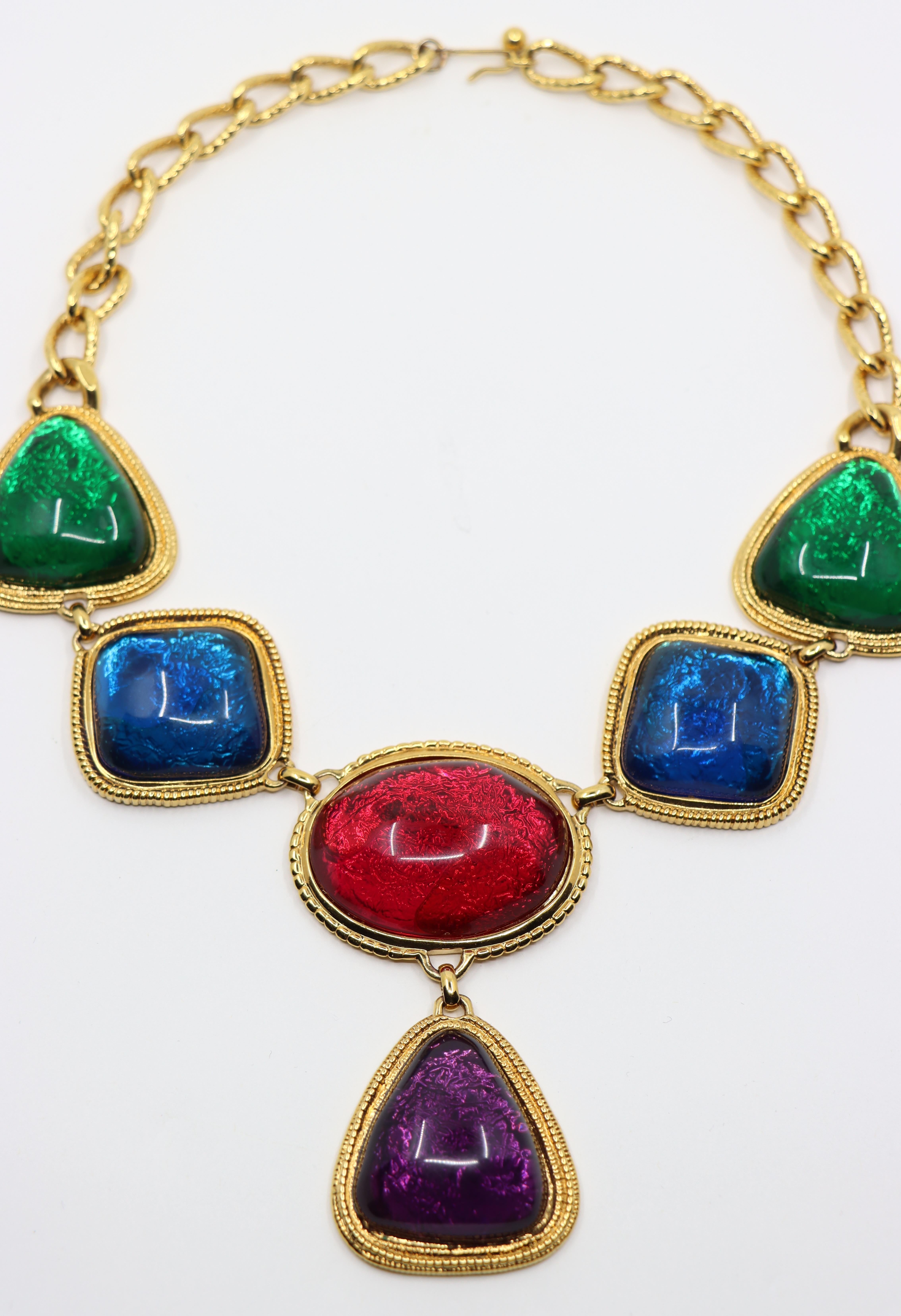 da uomo o donna Kenneth Jay Lane KJL Collana con Cabochons Gripoix Avon in vendita