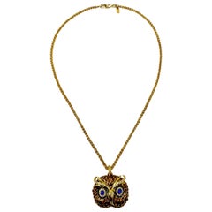Kenneth Jay Lane KJL Collar Colgante Búho Esmaltado Metálico Embellecedor en Oro