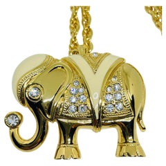 KENNETH JAY LANE KJL for AVON royal enamel rhinestone elephant necklace brooch