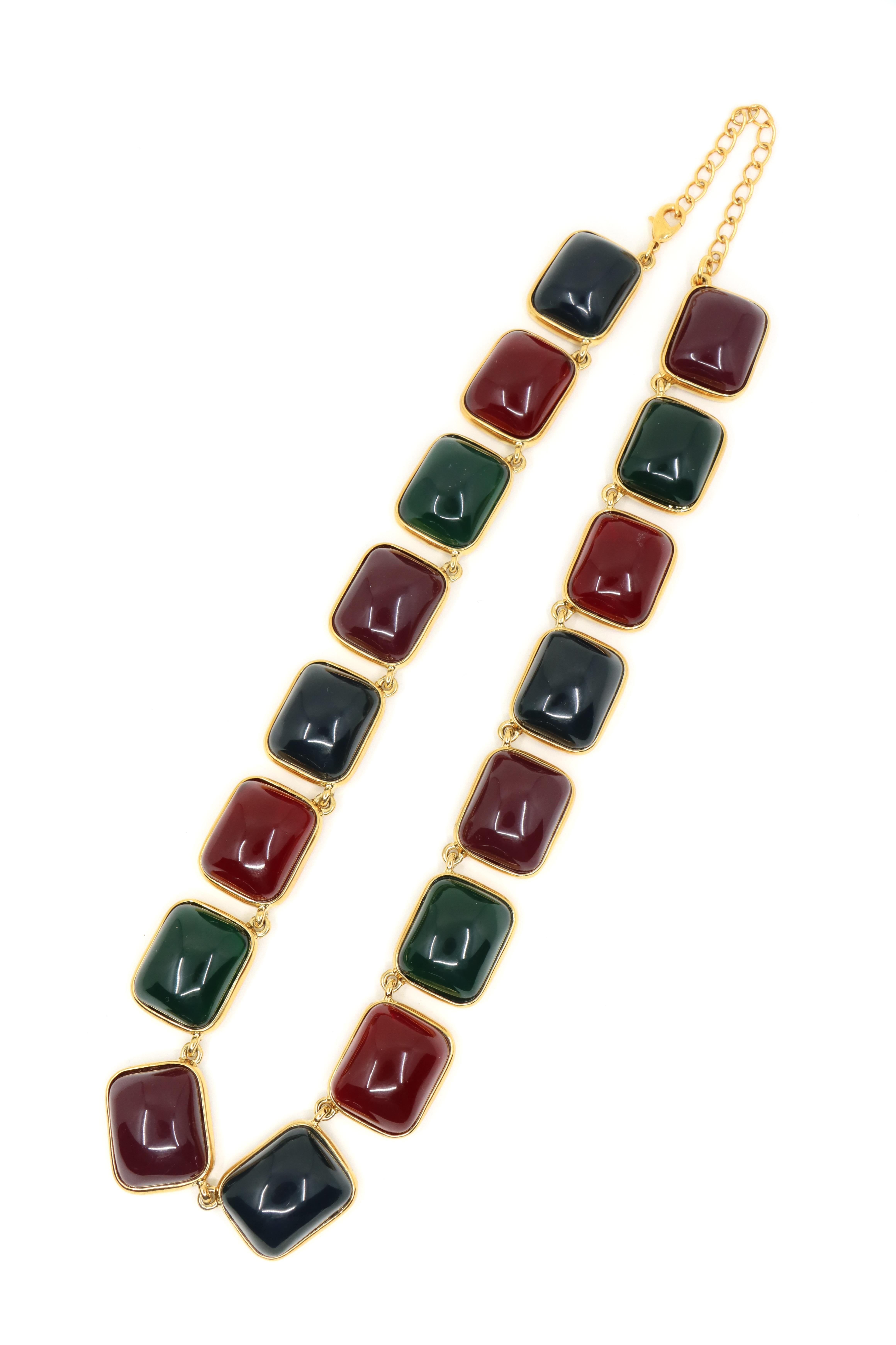 Kenneth Jay Lane K.J.A. Collana Gripoix multicolore in tono dorato in vendita 2