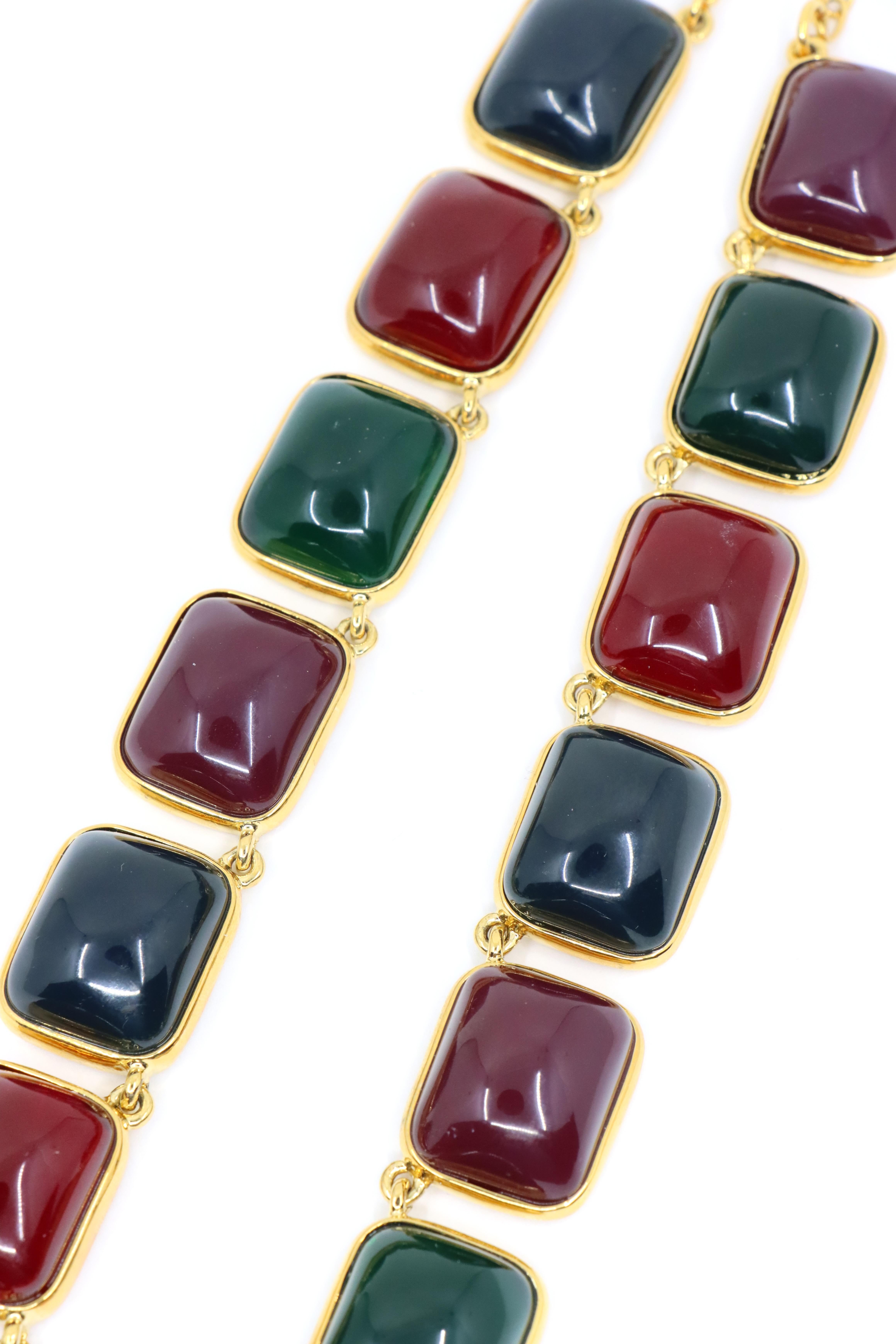 Kenneth Jay Lane K.J.A. Collana Gripoix multicolore in tono dorato in vendita 3