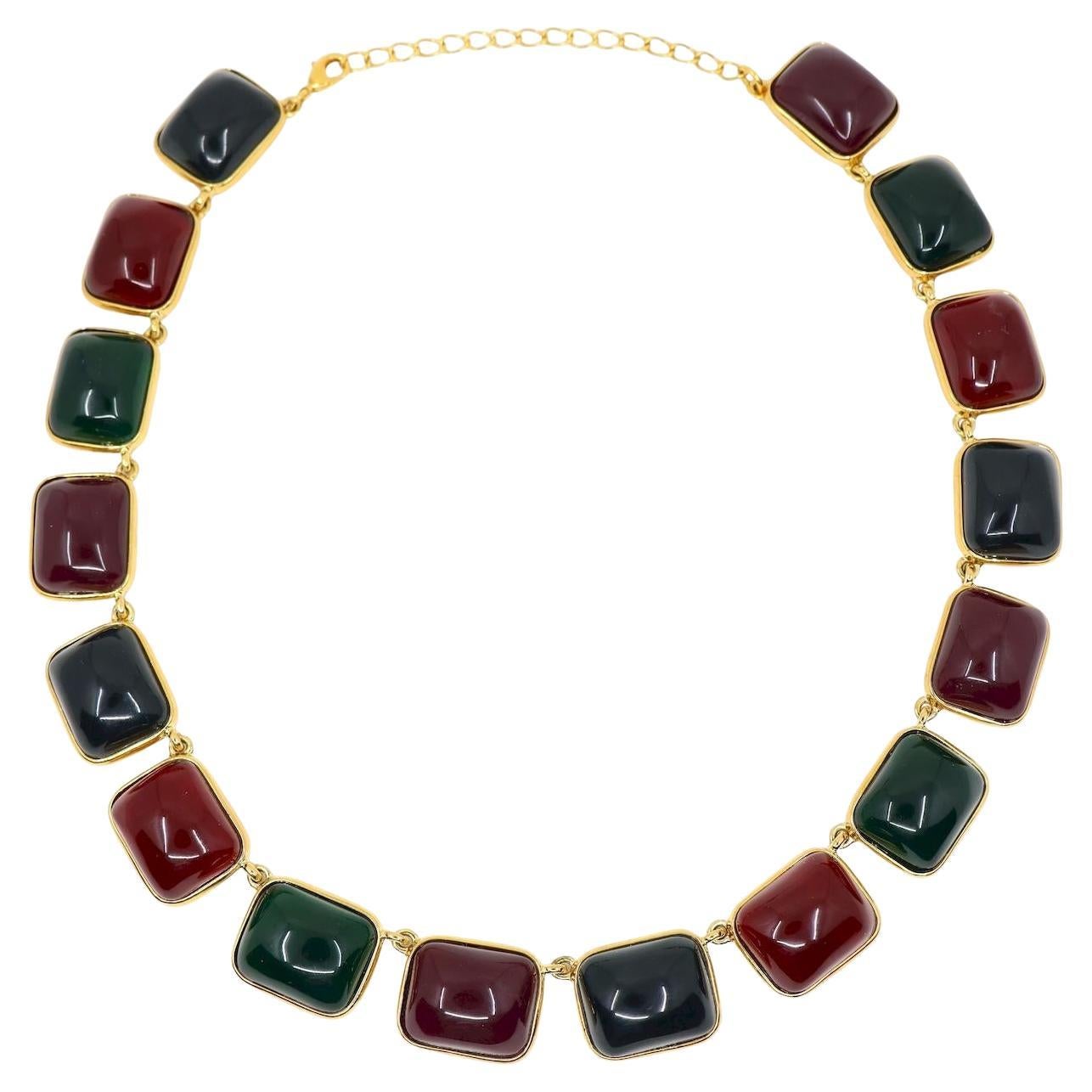 Kenneth Jay Lane K.J.A. Collana Gripoix multicolore in tono dorato in vendita