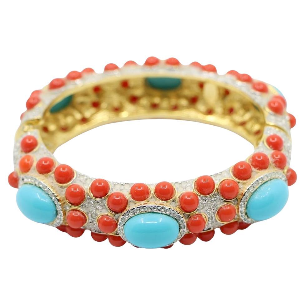 Jay Lane K.J.L Gold Tone MutiColor Gripoix Necklace For Sale at 1stDibs