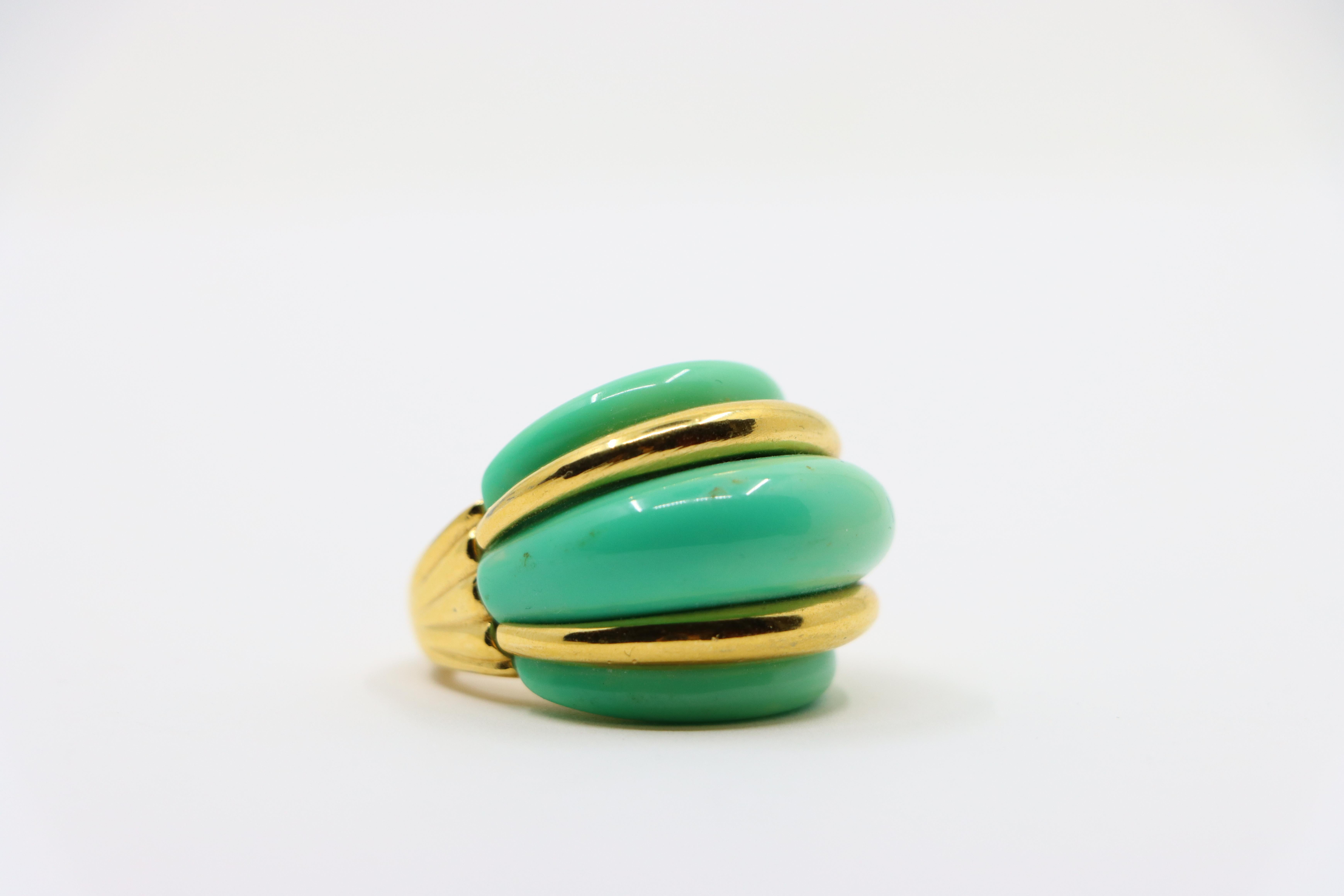 Kenneth Jay Lane KJL Gold Tone Turquoise-Like Resin Ring For Sale 7