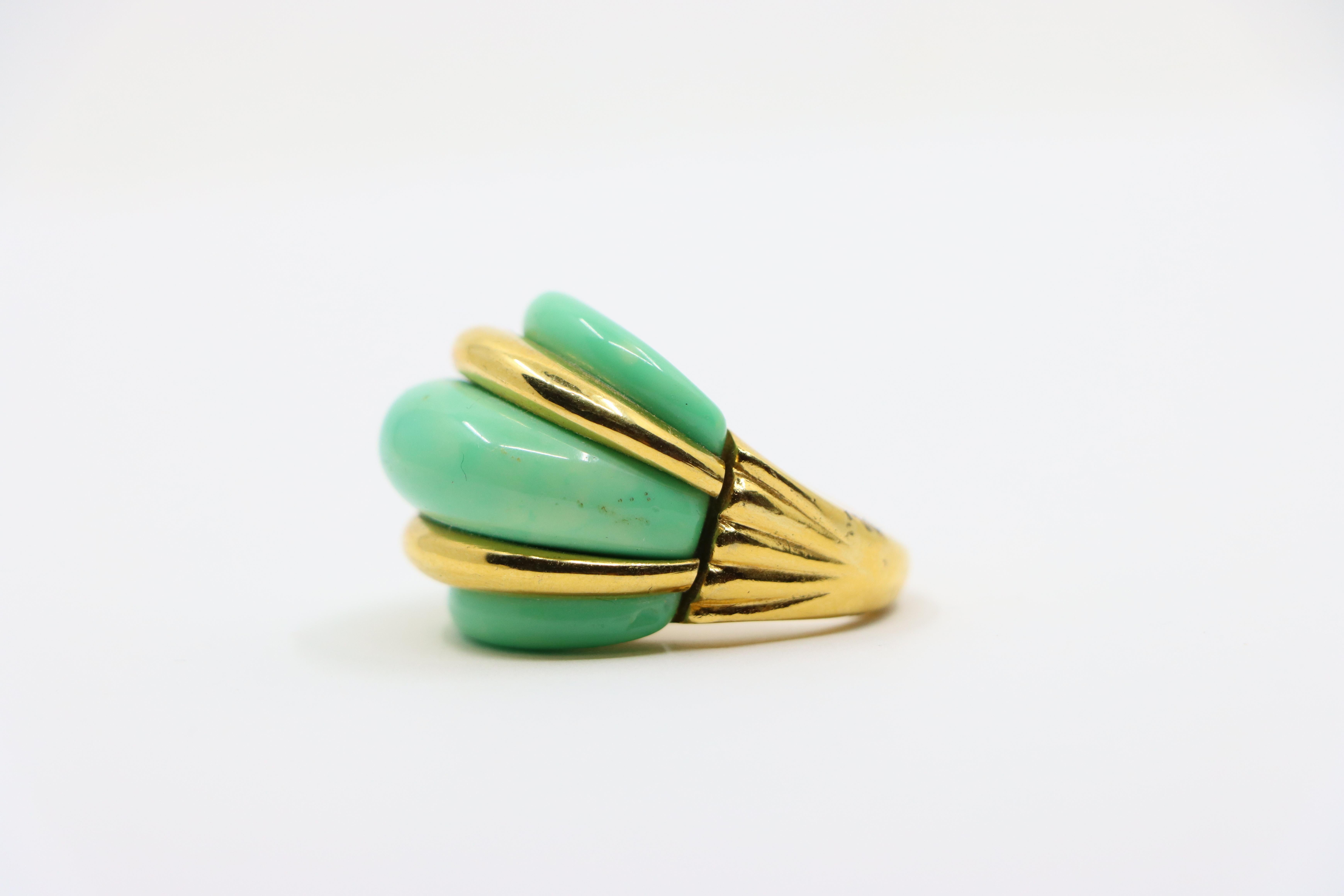 Kenneth Jay Lane KJL Gold Tone Turquoise-Like Resin Ring For Sale 8
