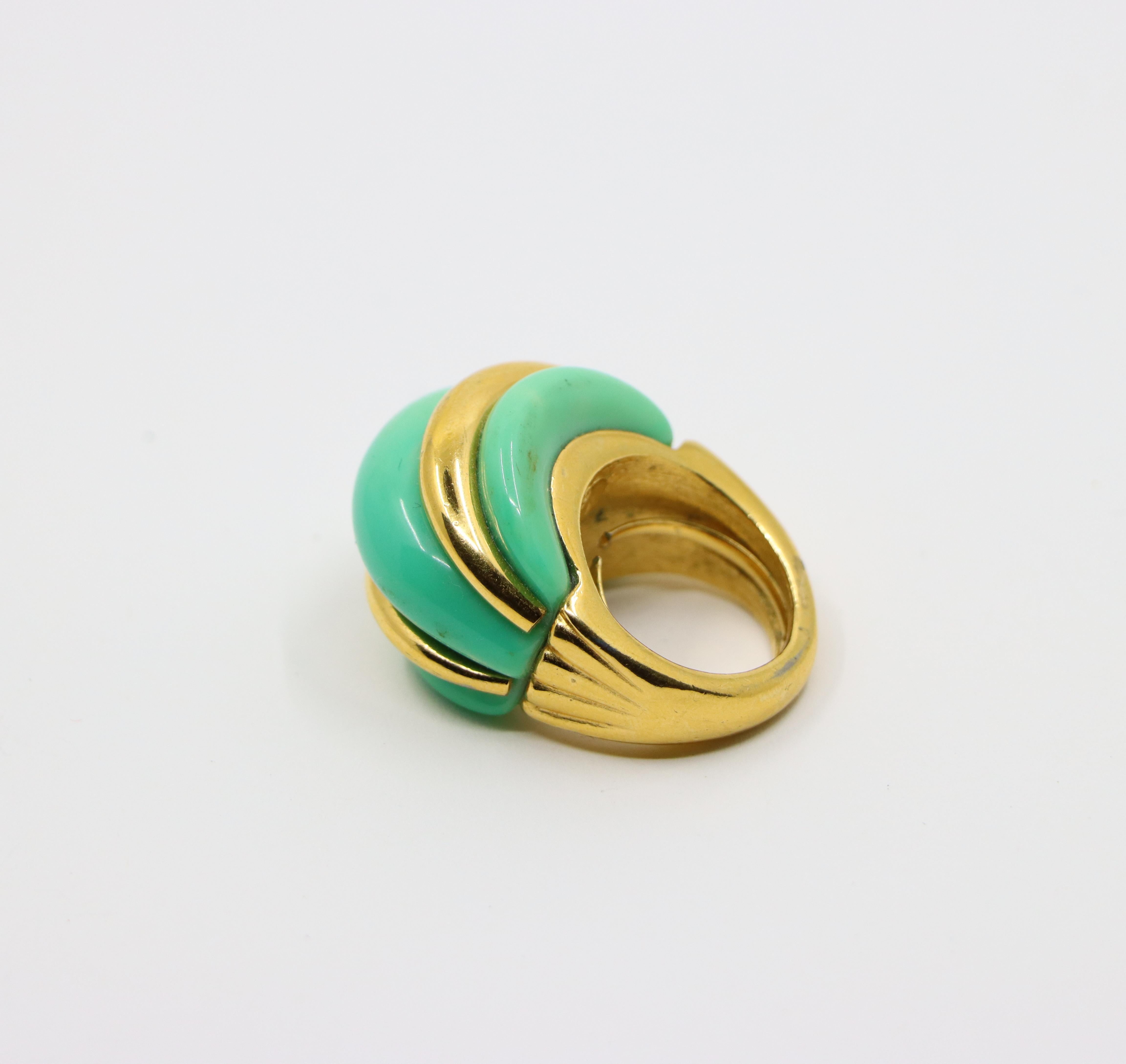 Kenneth Jay Lane KJL Gold Tone Turquoise-Like Resin Ring For Sale 1
